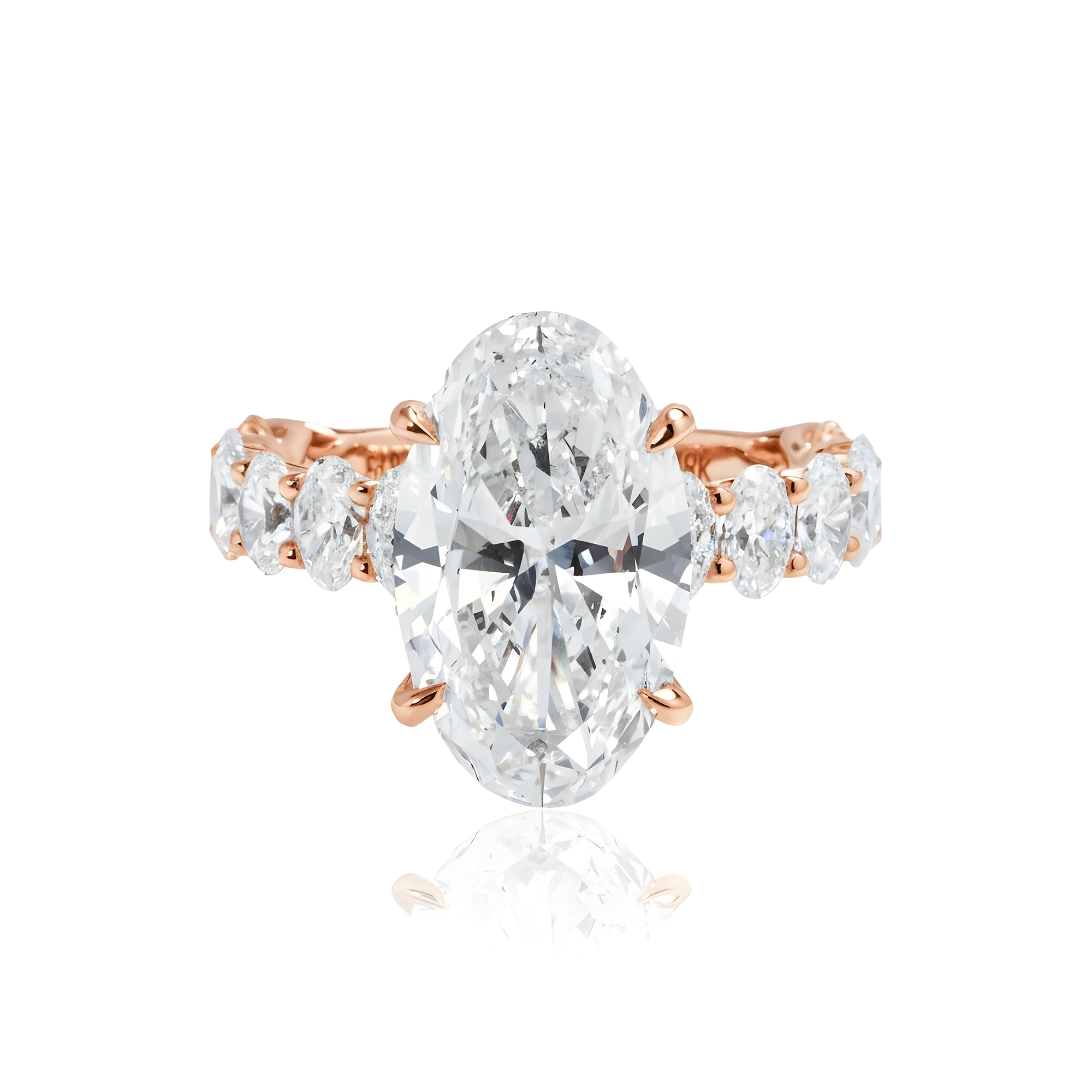 GIA 18K White Gold Full Oval Cut Diamond Engagement Ring 7.78ctw