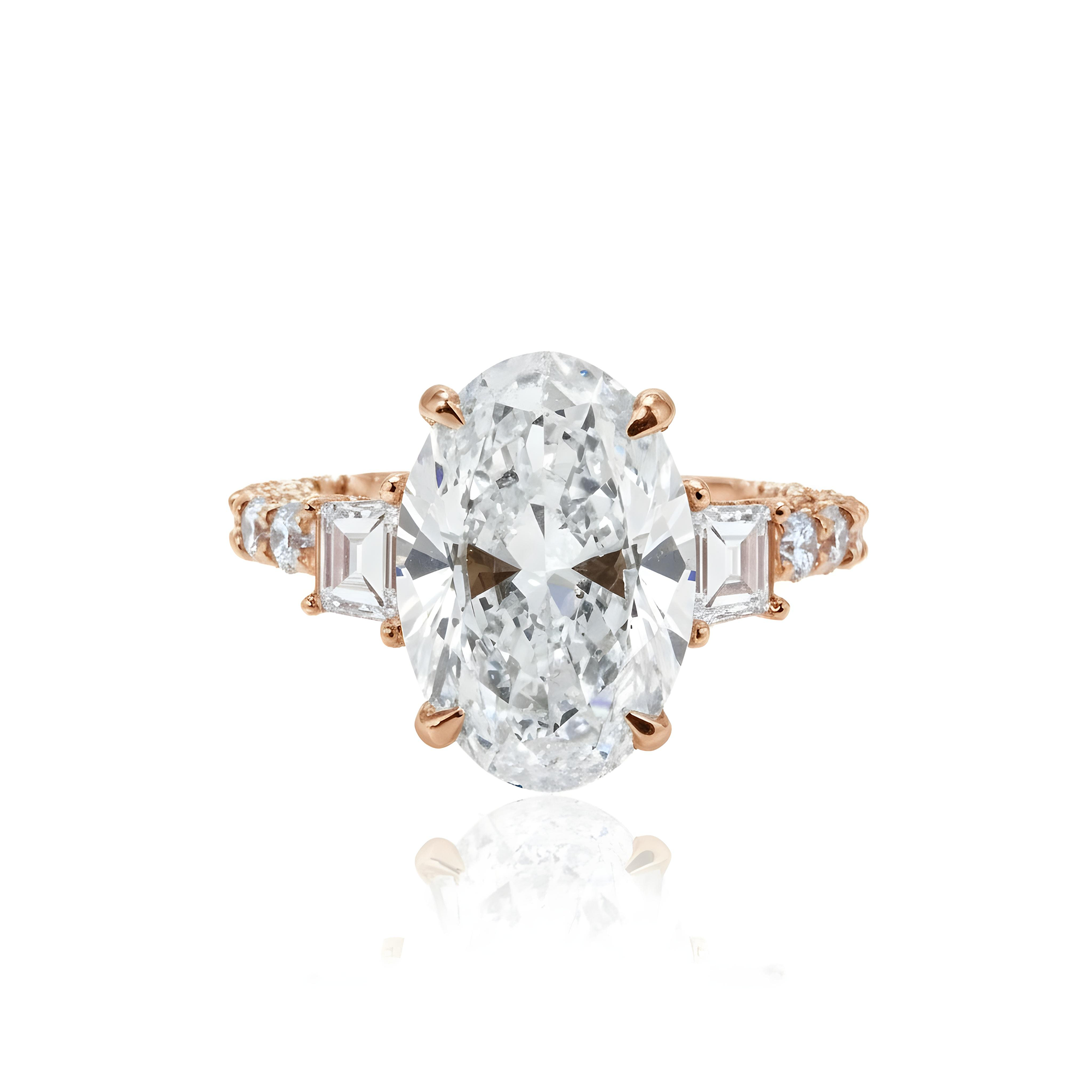 GIA 18K White Gold 5ct Oval Cut Diamond Engagement Ring 7.44ctw