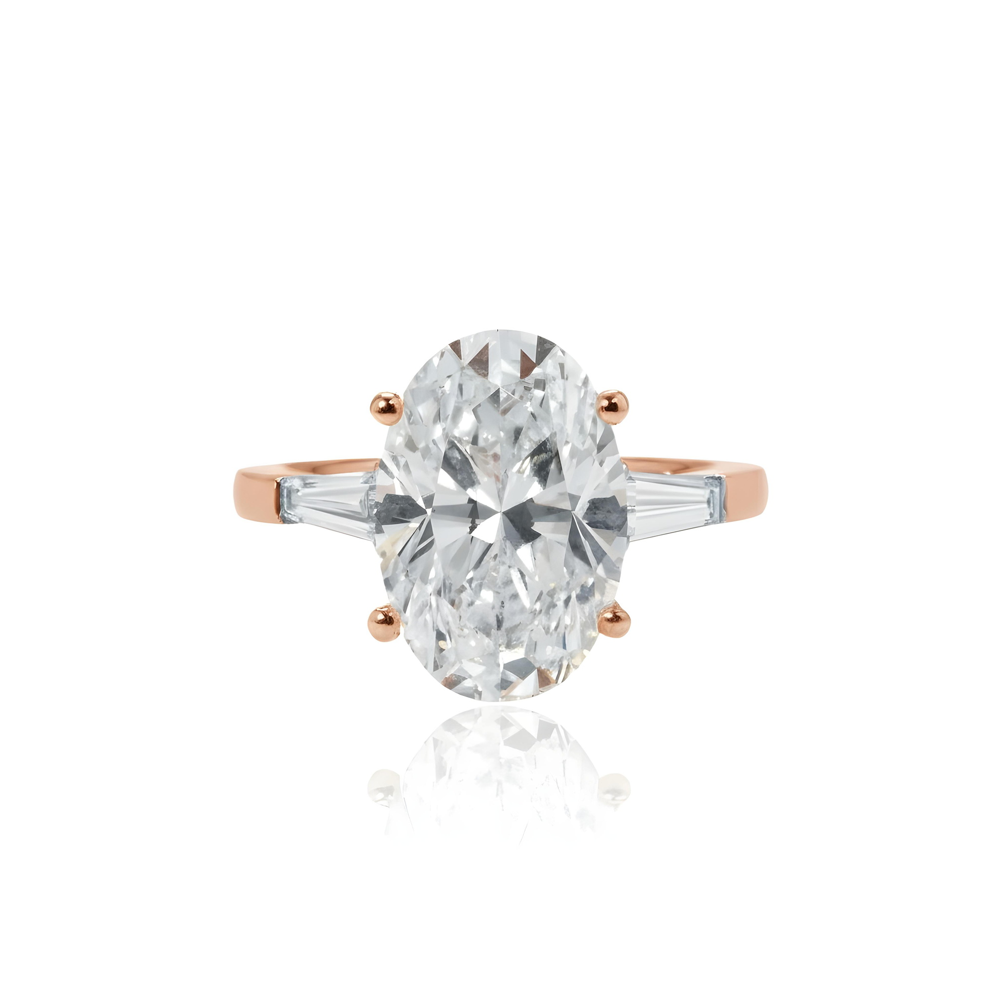 GIA 18K White Gold 5.52ct Oval Cut Triple Diamond Engagement Ring 6.02ctw