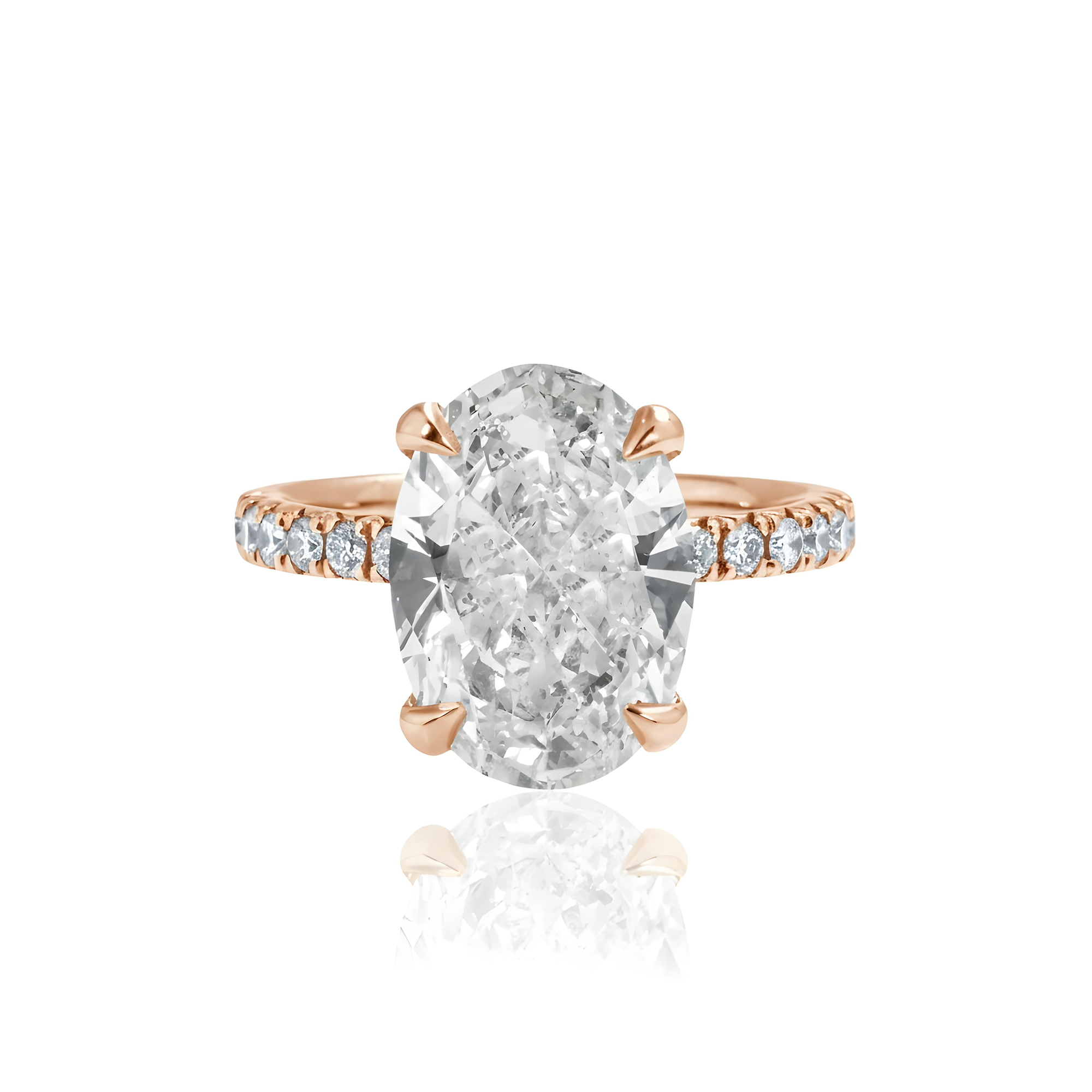 GIA Platinum 5.10ct Oval Cut Diamond Engagement Ring 5.50ctw