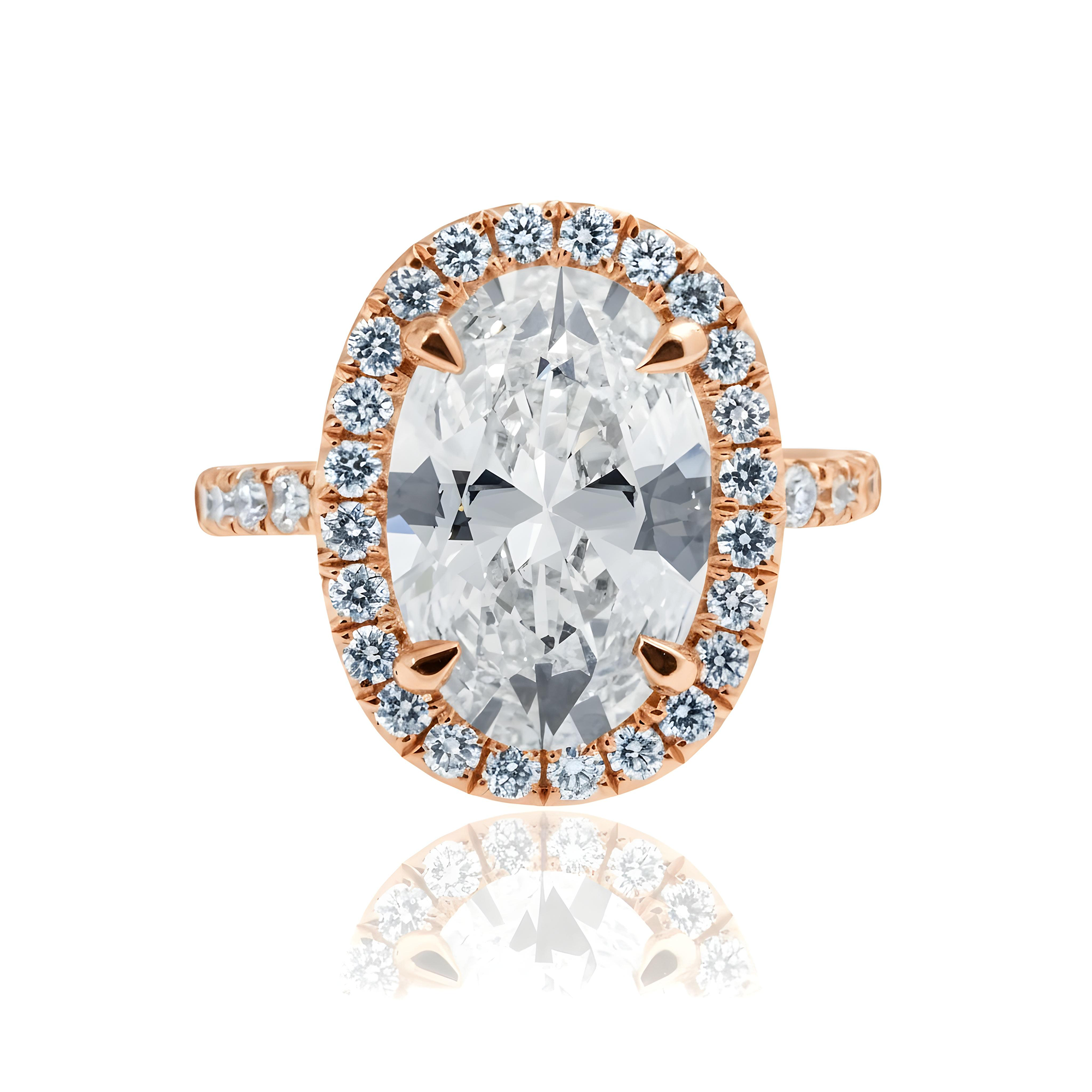 GIA 18K White Gold 4.01ct Oval Cut Diamond Engagement Ring 4.84ct