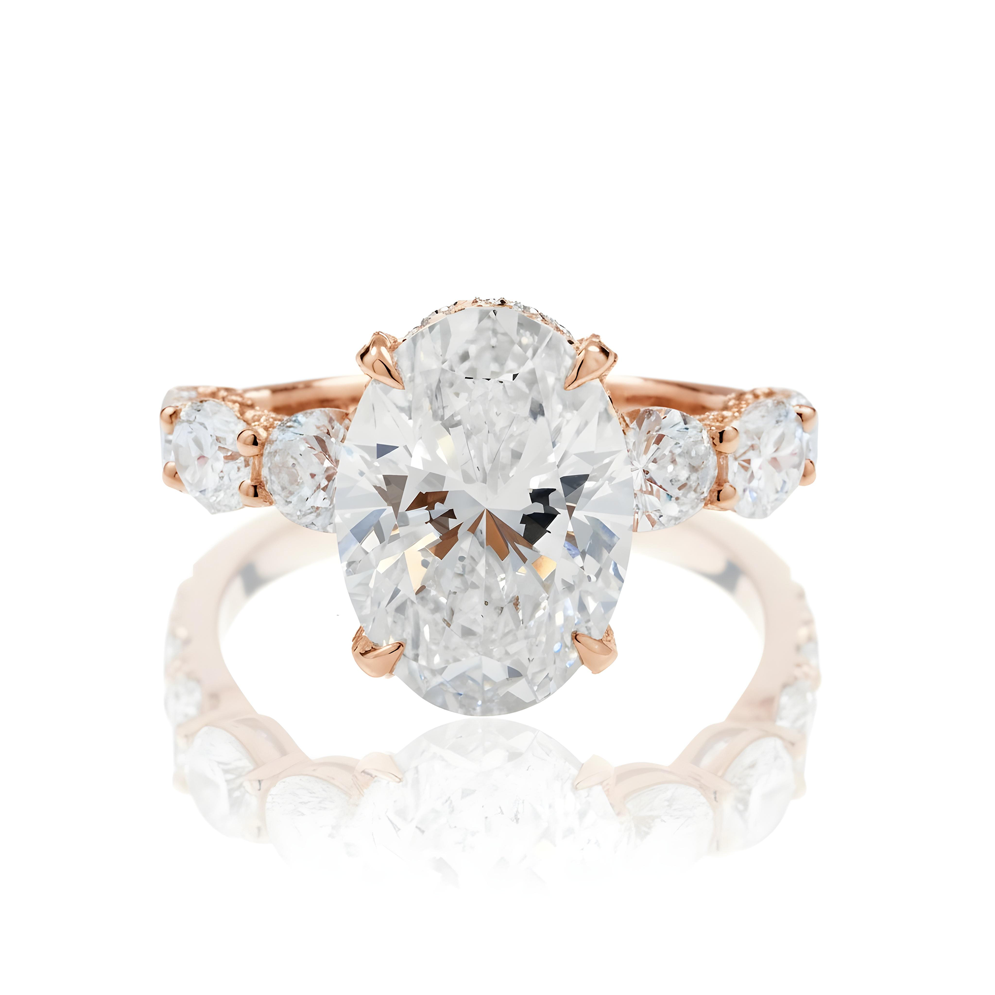 GIA 18K White Gold 6ct Oval Cut Diamond Engagement Ring 9.61ctw