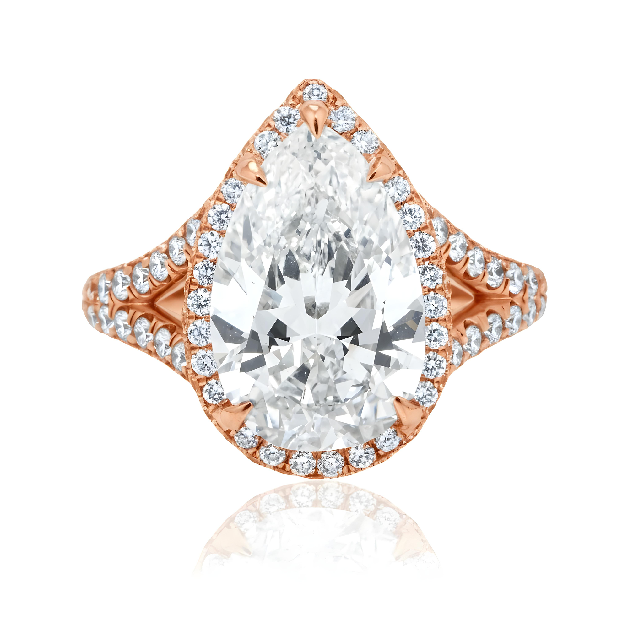 GIA Platinum 5.09ct Internally Flawless Pear Cut Diamond Engagement Ring 6.89ctw