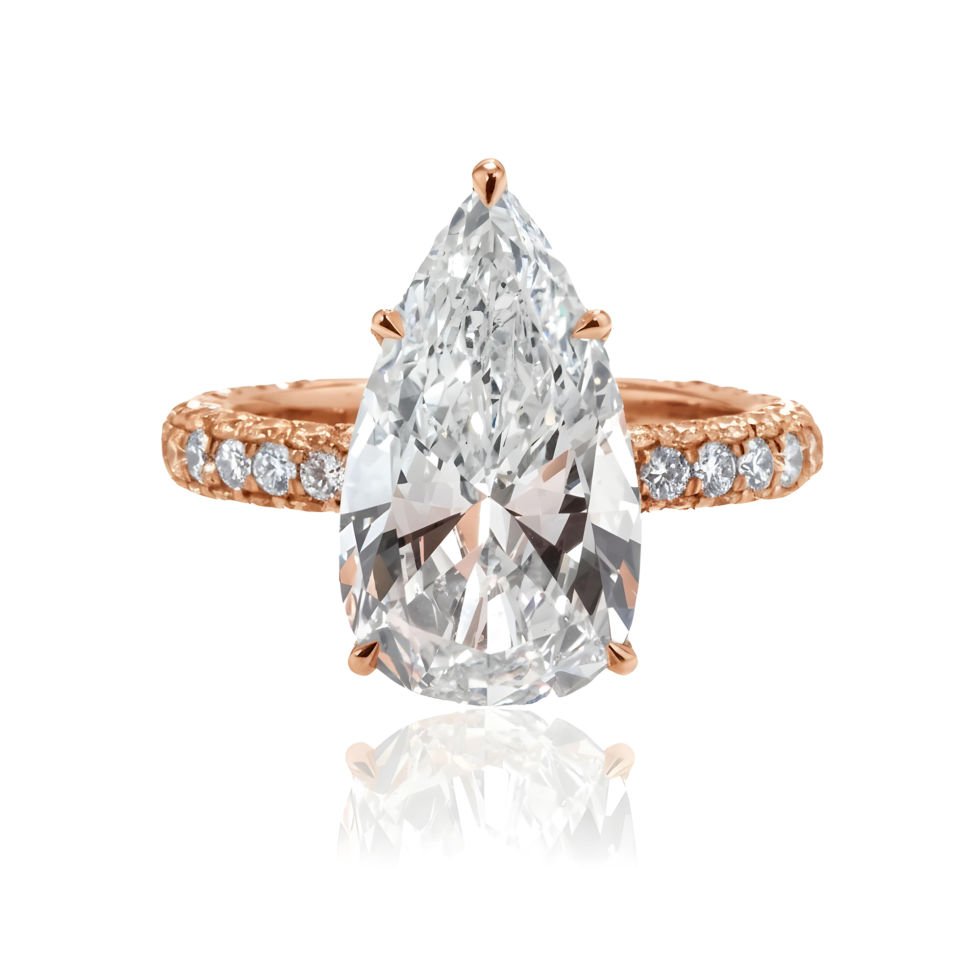 GIA Platinum 5.02ct Pear Cut Diamond Engagement Ring 6.78ctw