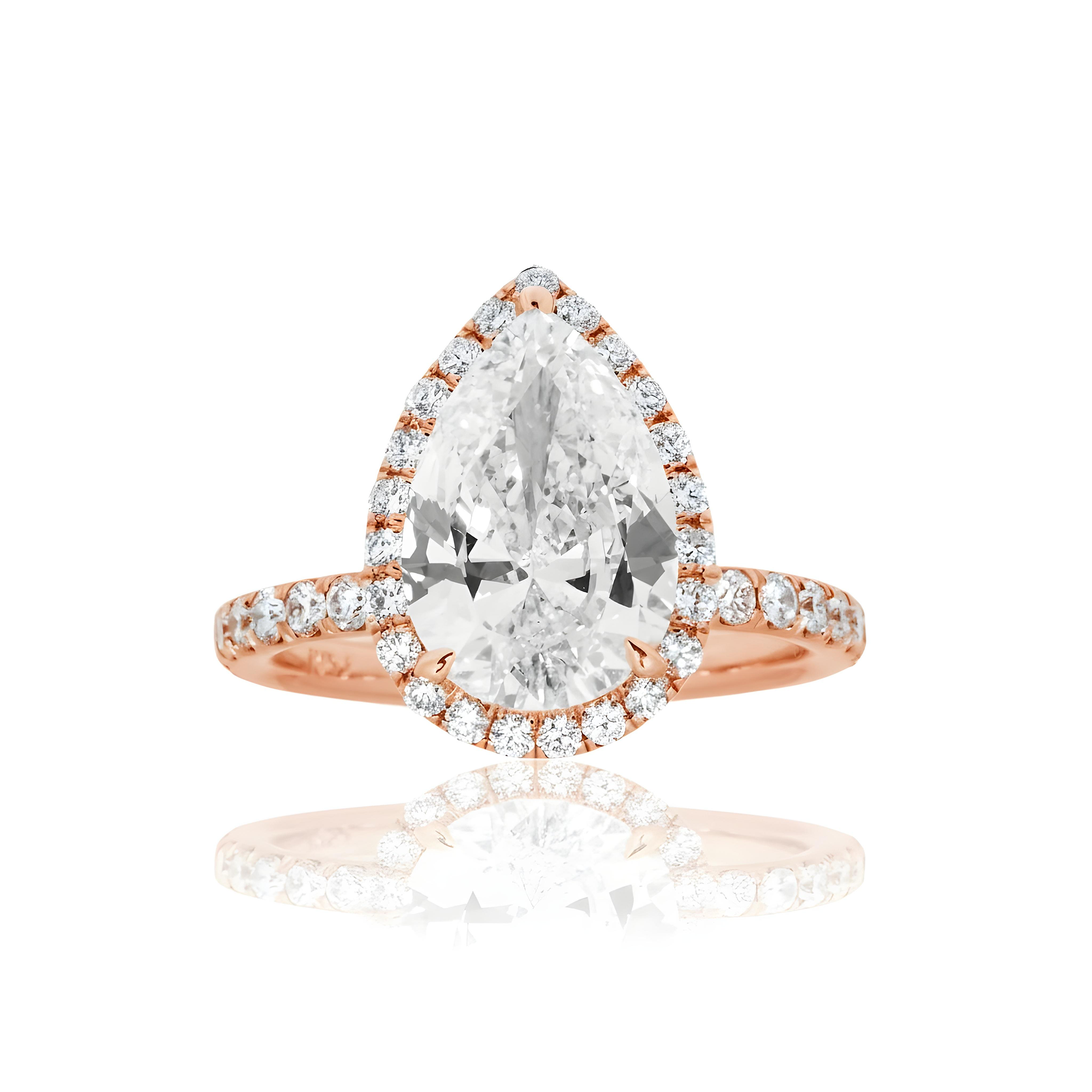 GIA Platinum 3ct Pear Cut Diamond Engagement Ring 3.92ctw