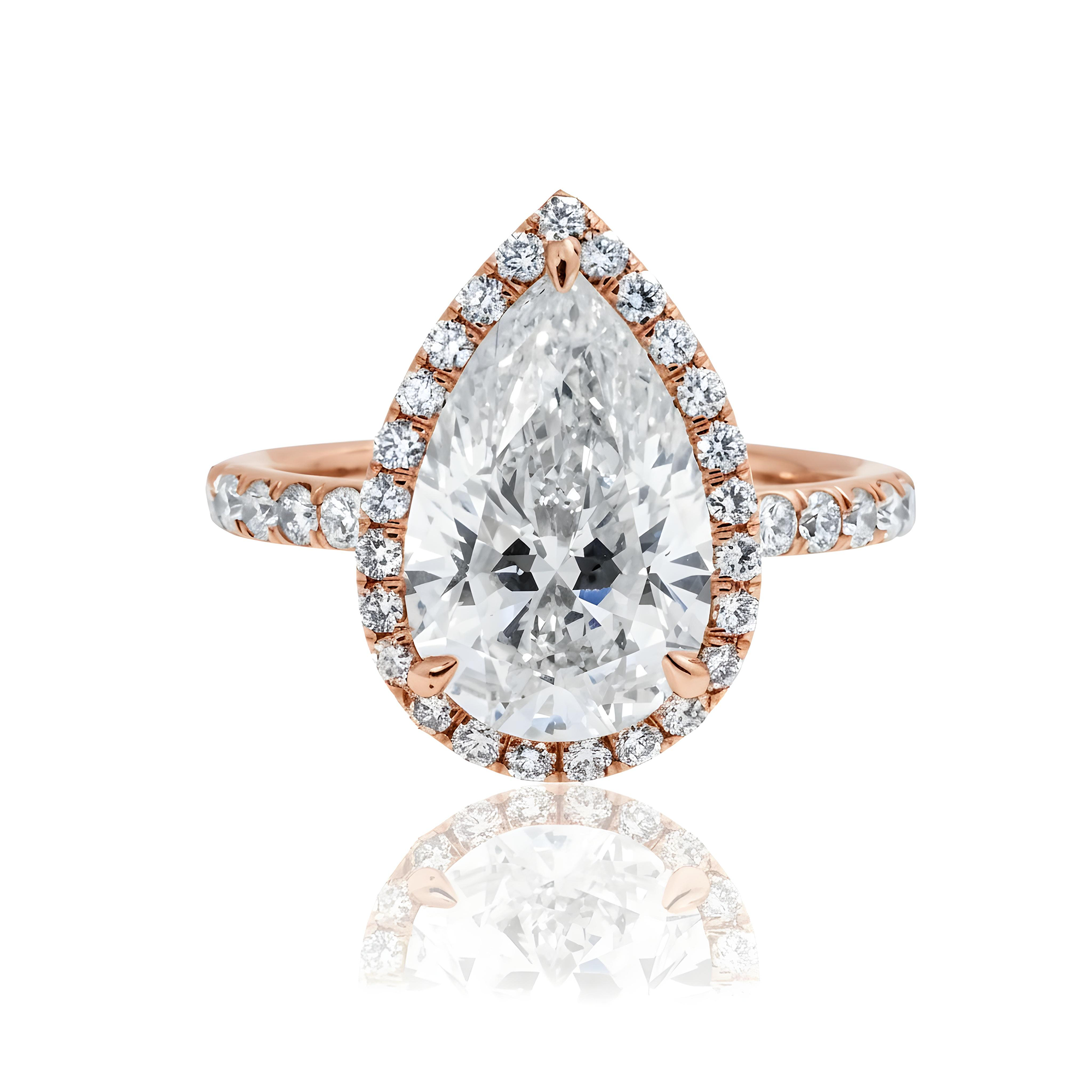 GIA Platinum 4.0ct Pear Cut Diamond Engagement Ring 4.95ctw
