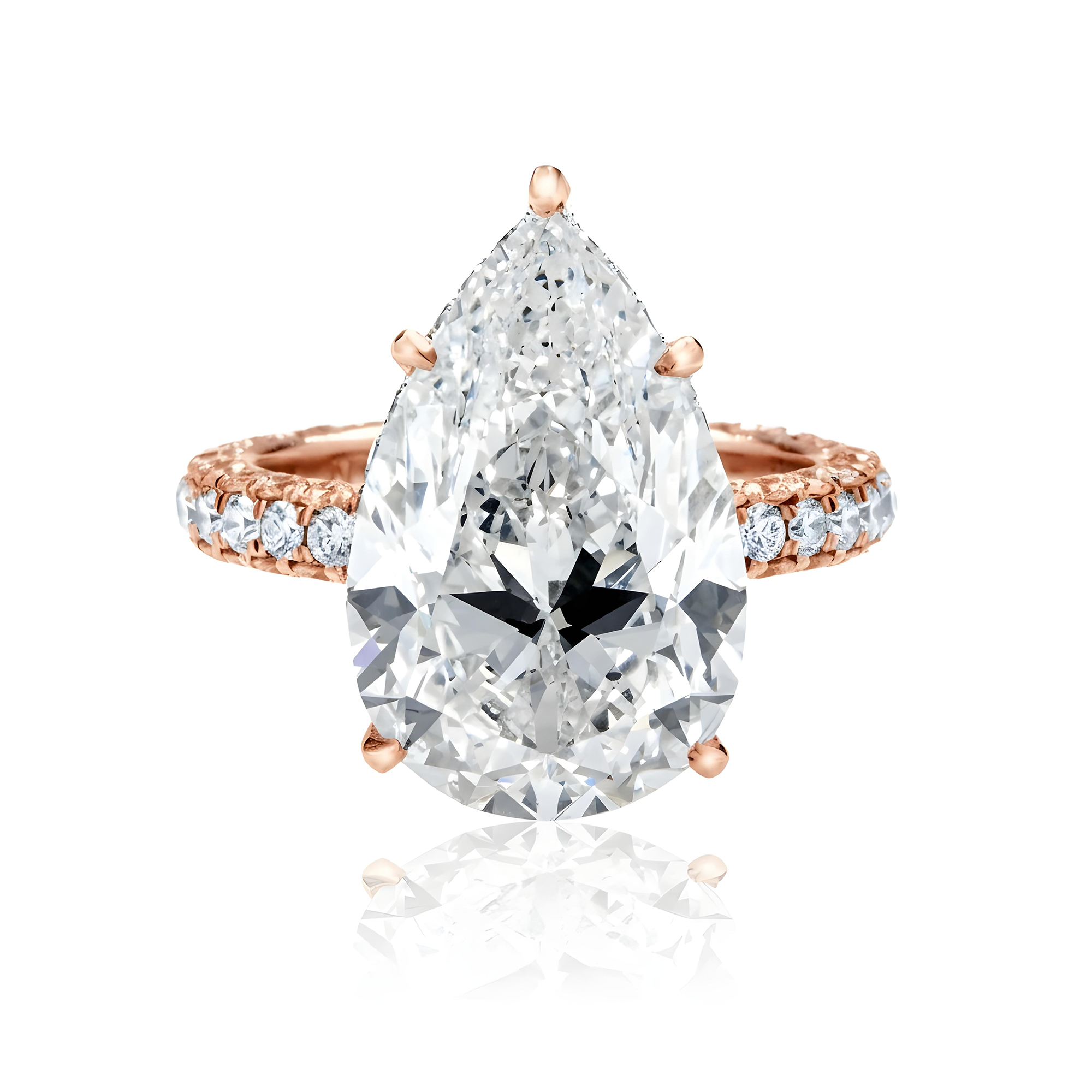 GIA Platinum 10.30ct Pear Cut Diamond Engagement Ring 13.10ctw