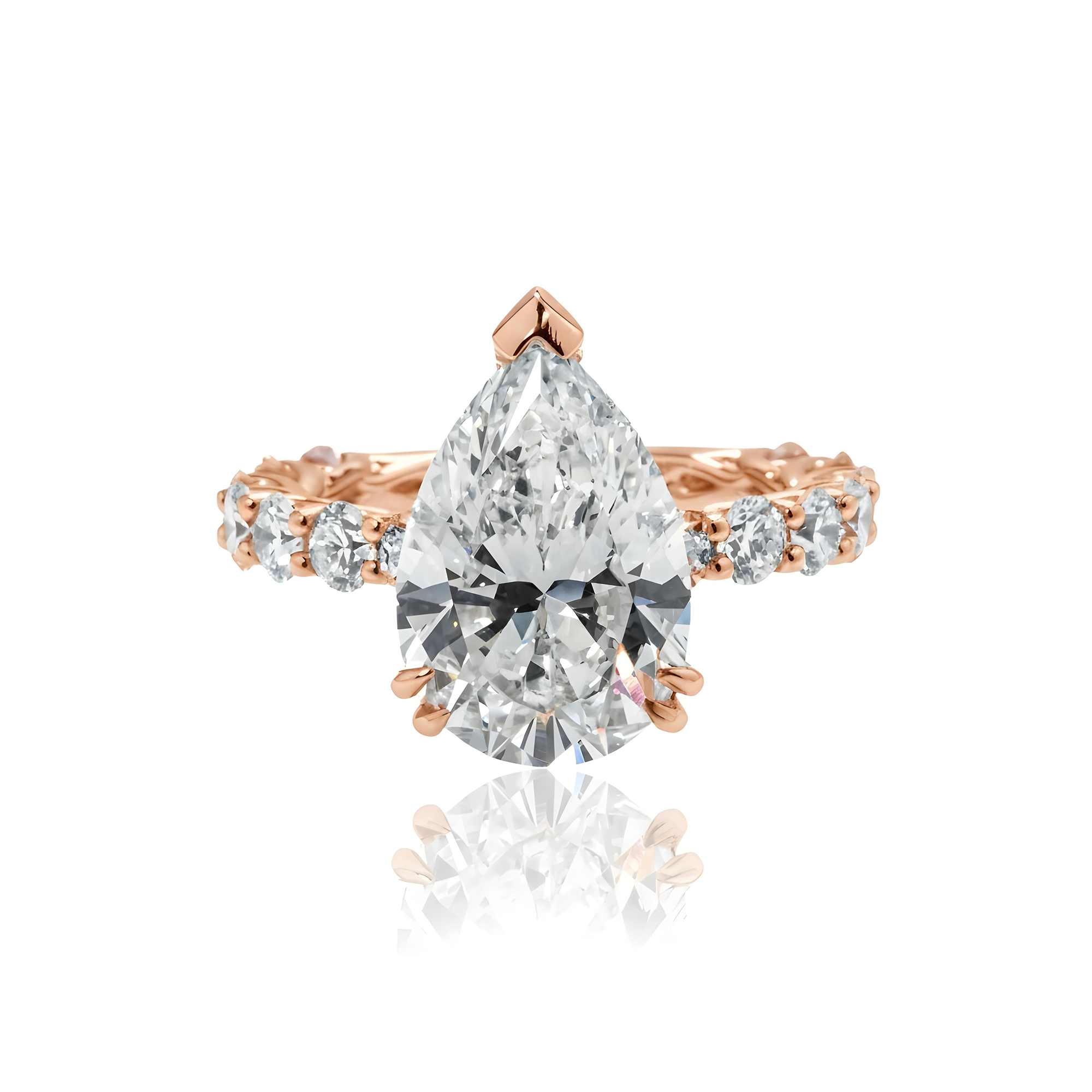 GIA 18K White Gold Pear Cut Diamond Engagement Ring 7.08ctw