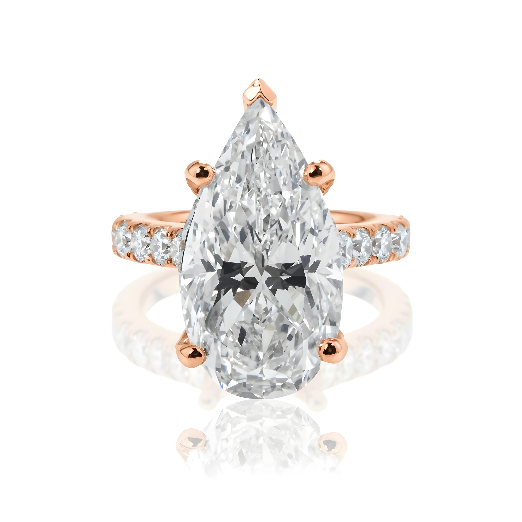 GIA 18K White Gold 11.72ct Pear Cut Diamond Engagement Ring 14.05ctw