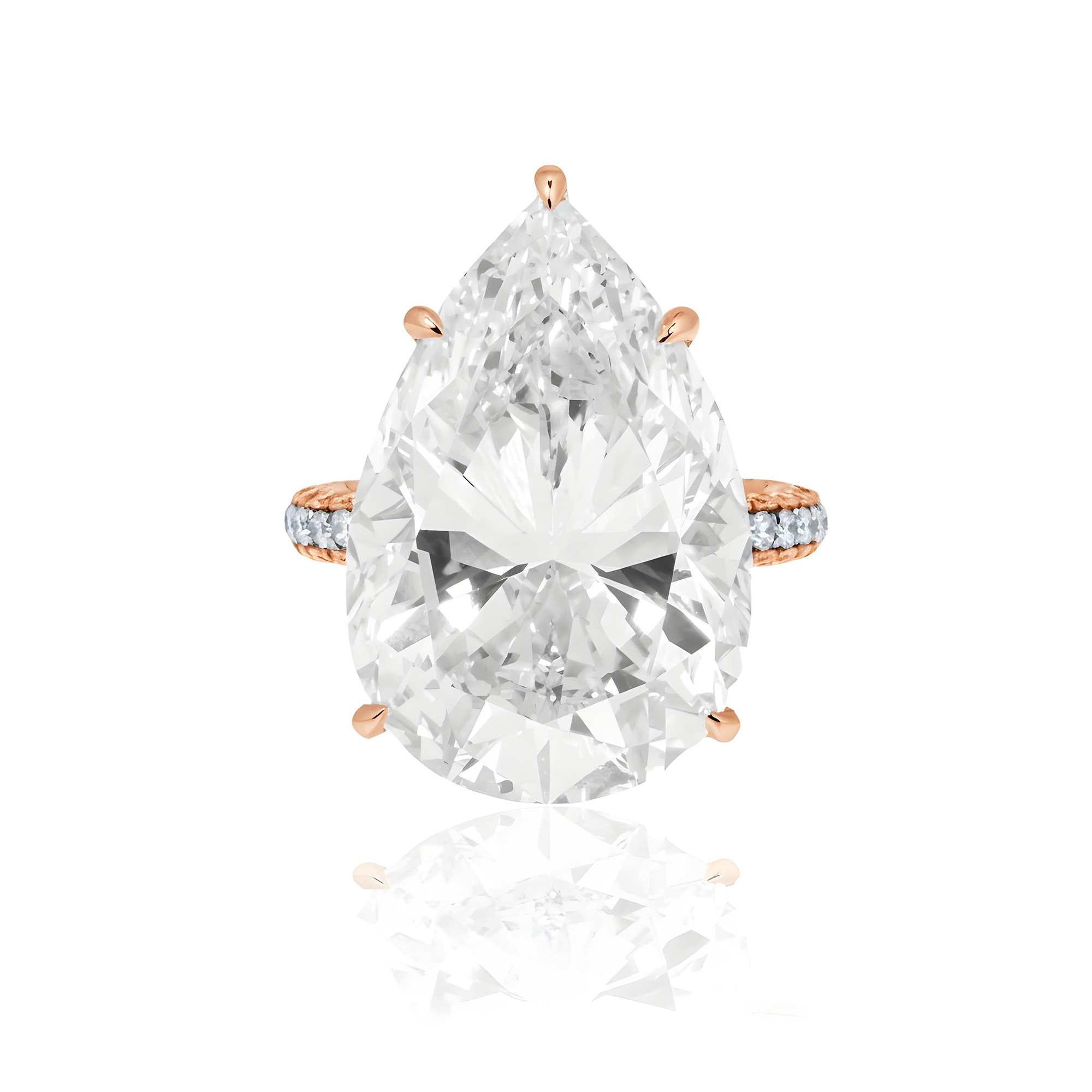 GIA Platinum 23ct Pear Cut Diamond Engagement Ring 25.05ctw