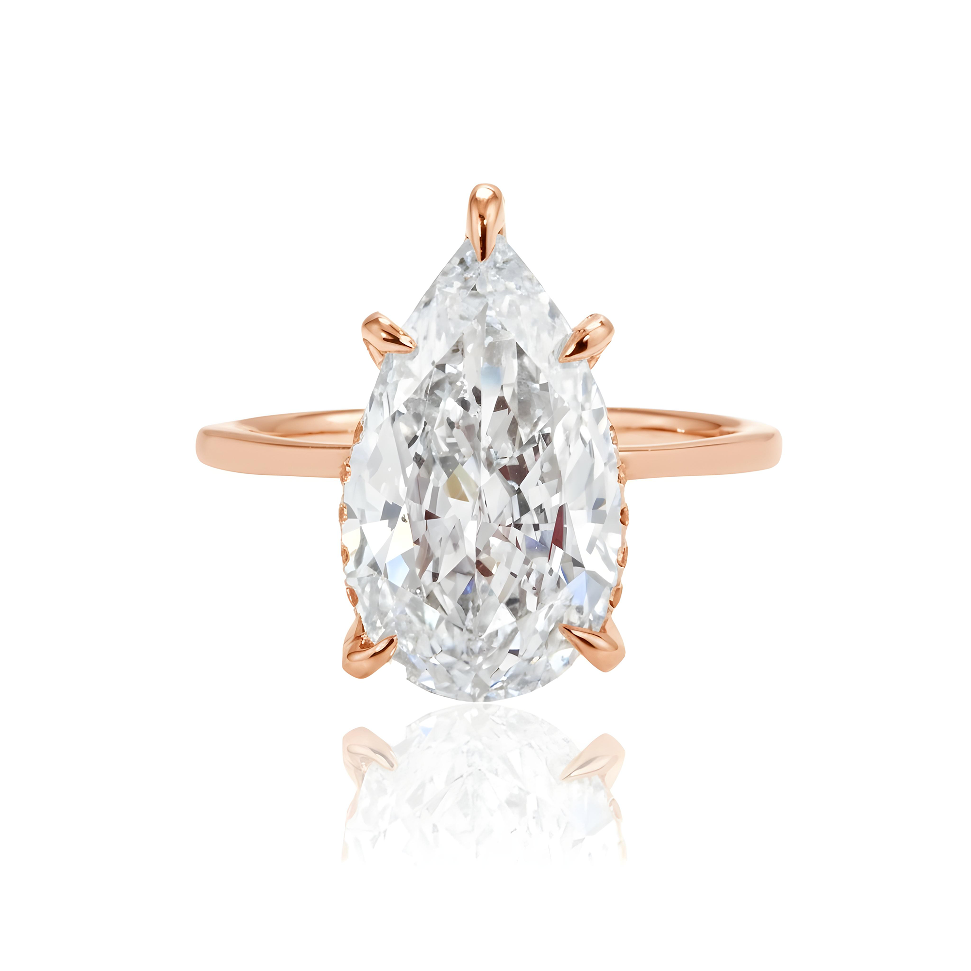 GIA 18K White Gold Solitaire 3.91ct Pear Cut Diamond Engagement Ring 4.32ctw