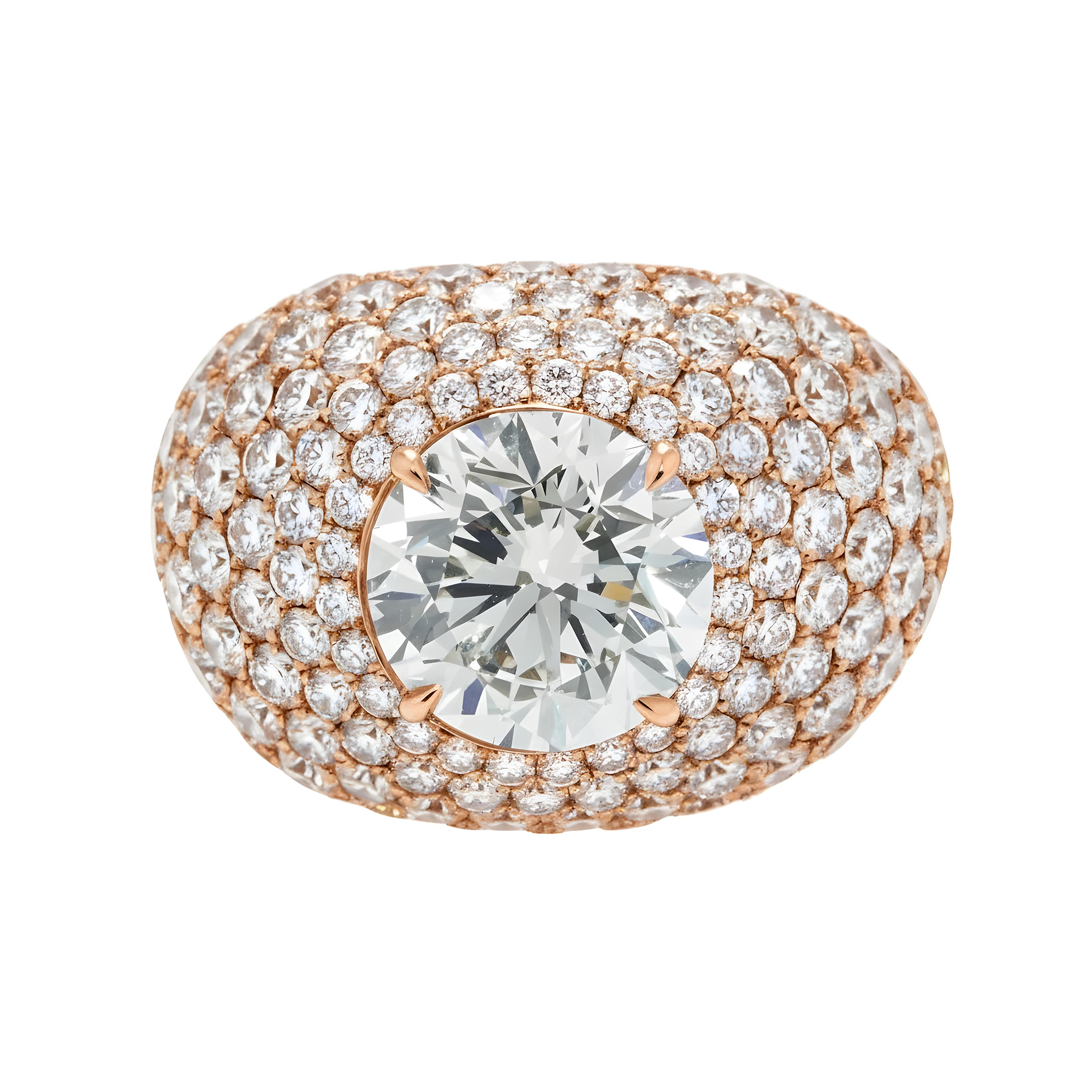 GIA 18K Yellow Gold Round Diamond Chandelier Ring 15.72ctw