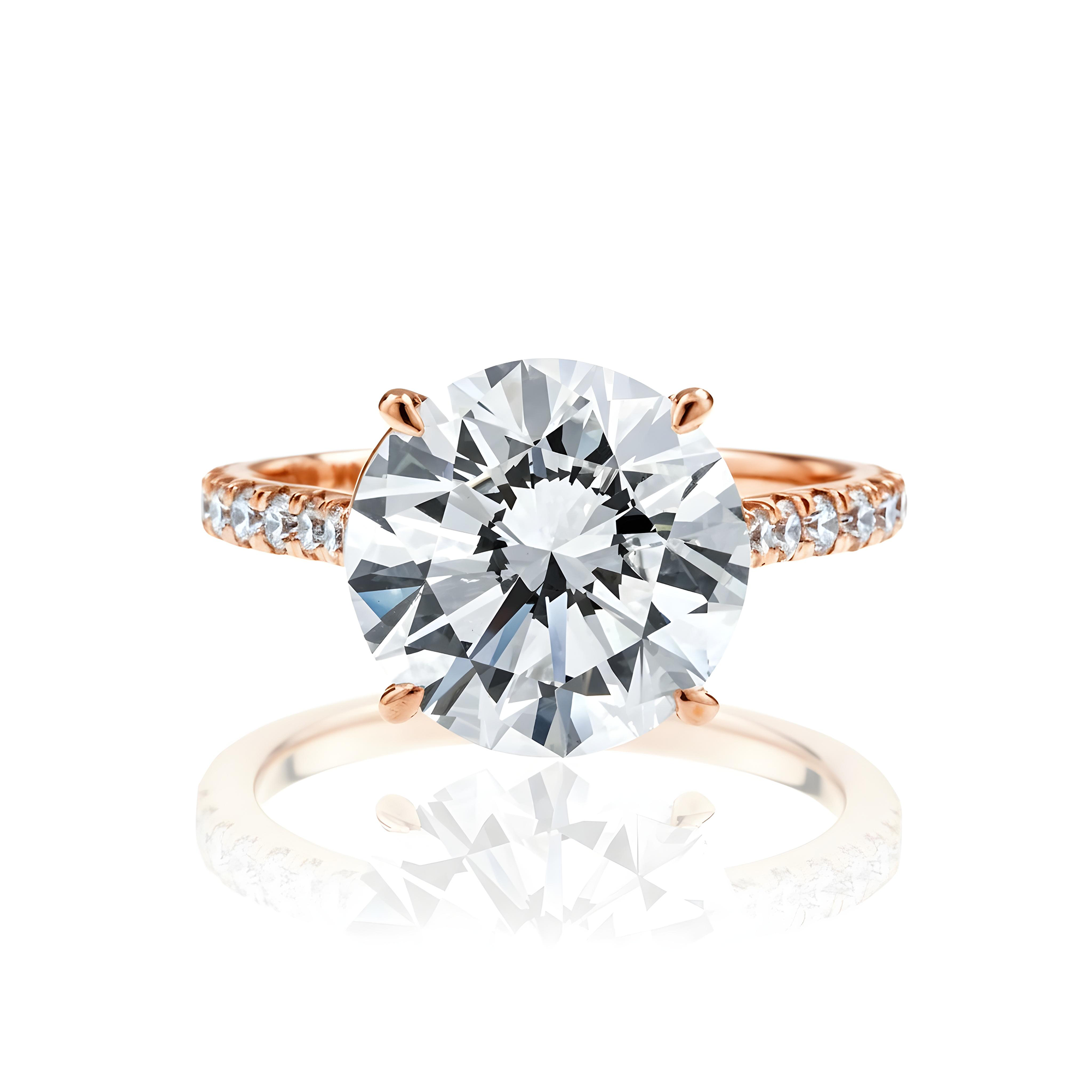 GIA 18K White Gold 5.04ct Round Diamond Engagement Ring 5.54ctw
