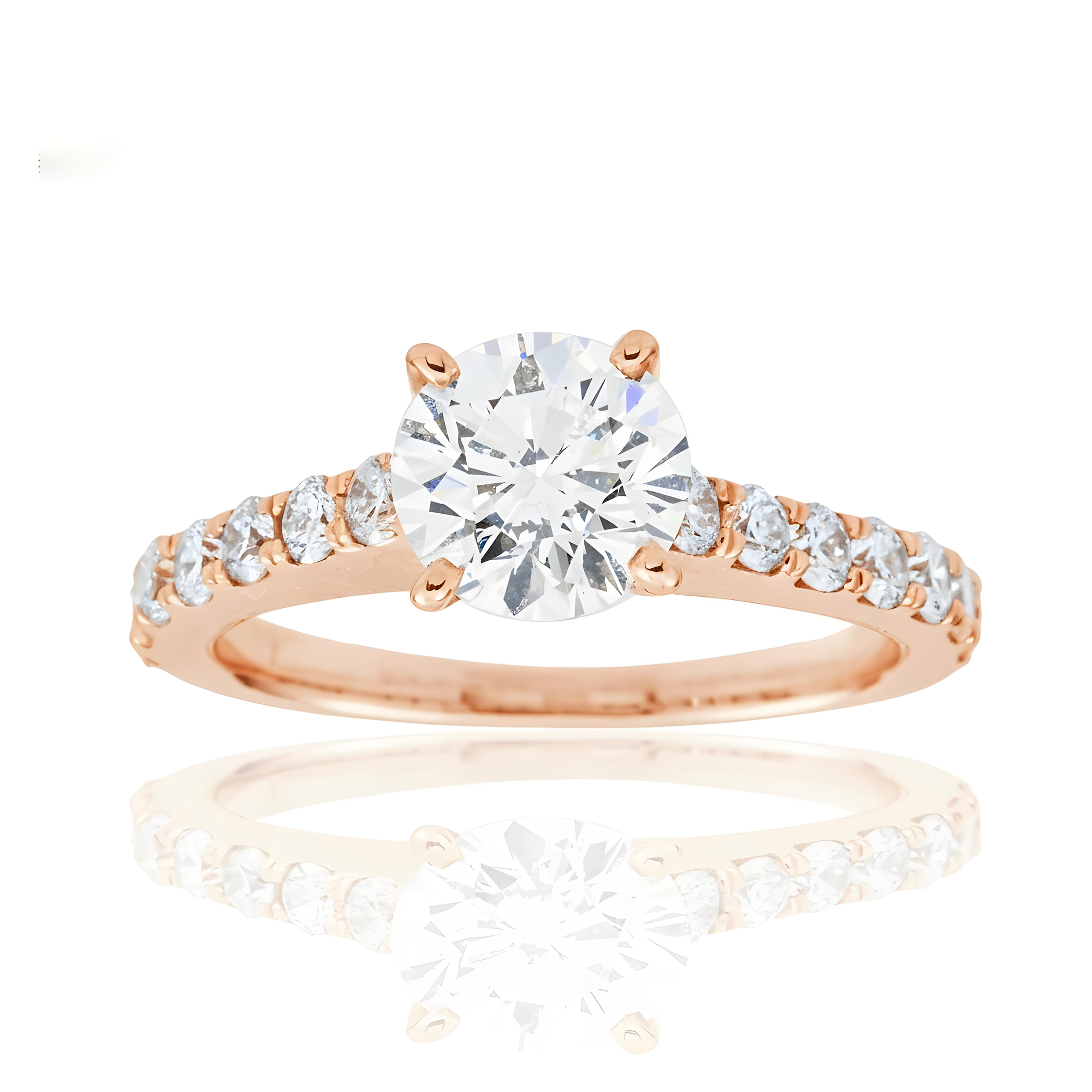 GIA 14K White Gold 1.05ct Round Diamond Engagement Ring 1.45ctw