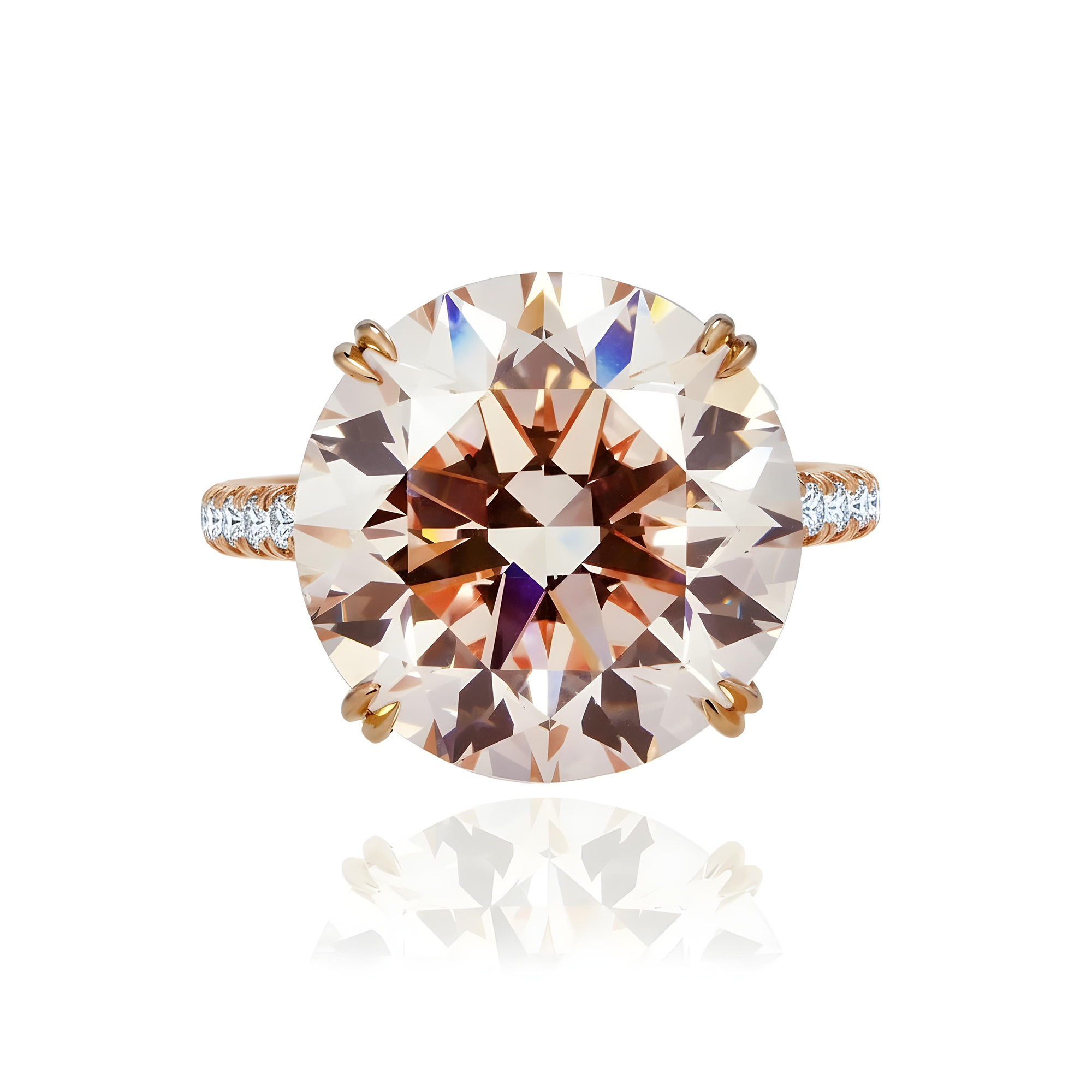 GIA Platinum 19.27ct Round Cut Fancy Vivid Pink Diamond Ring 21.18ctw