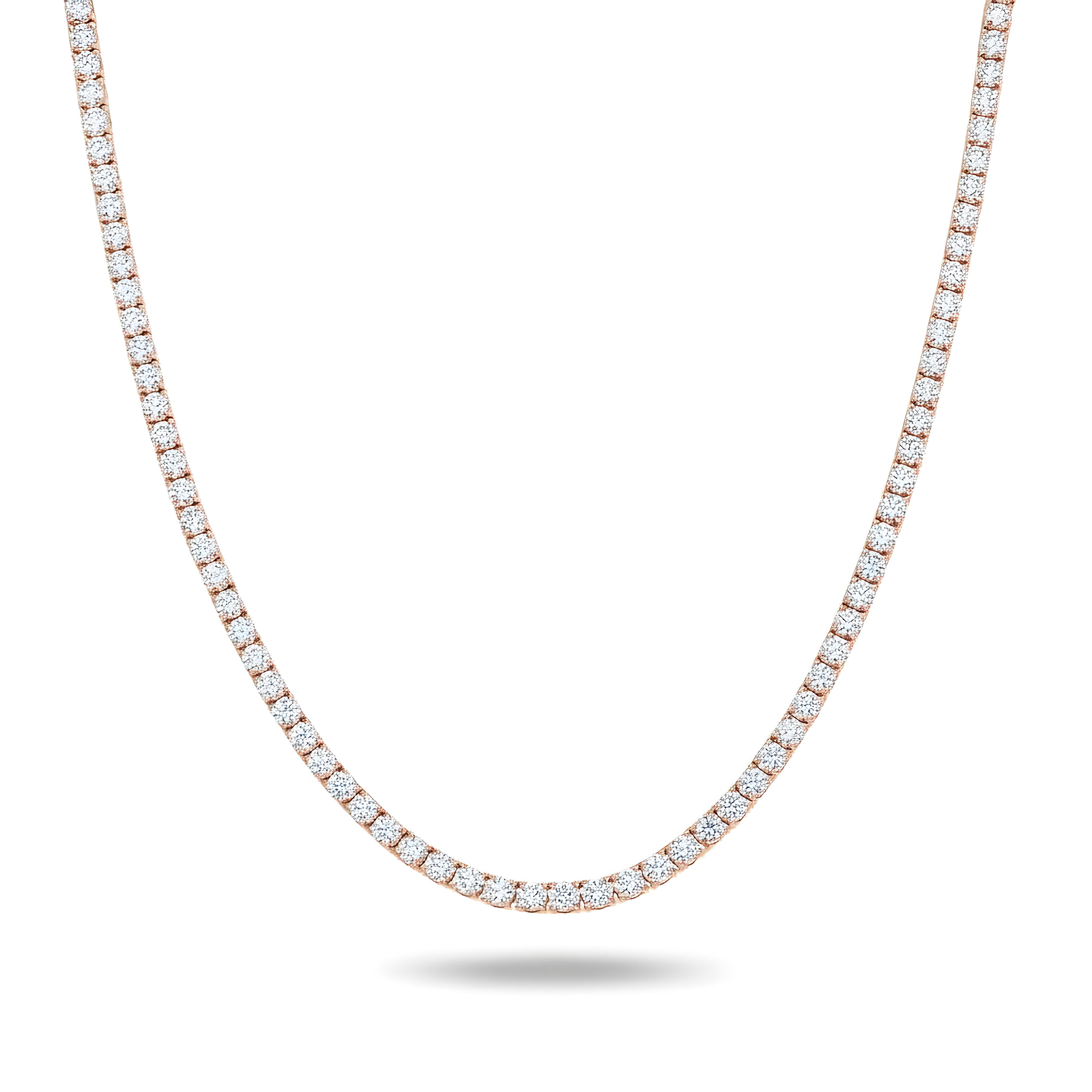 14K White Gold Round Diamond Tennis Chain 18.35ct