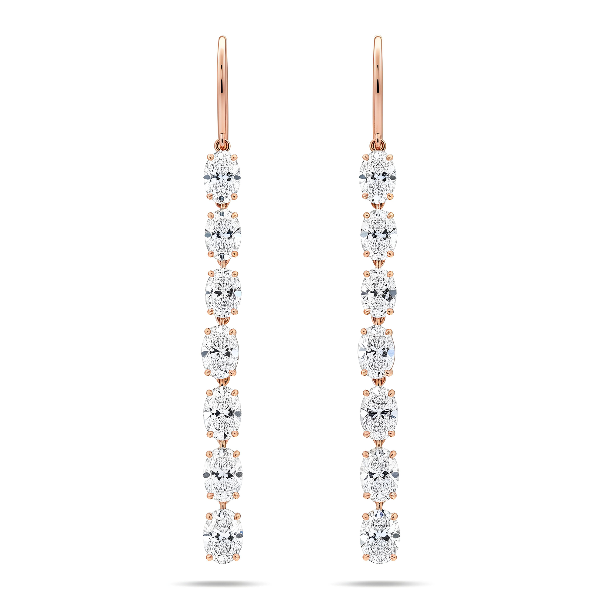 18K White Gold Oval Cut Diamond Drop Earrings 8.48ctw