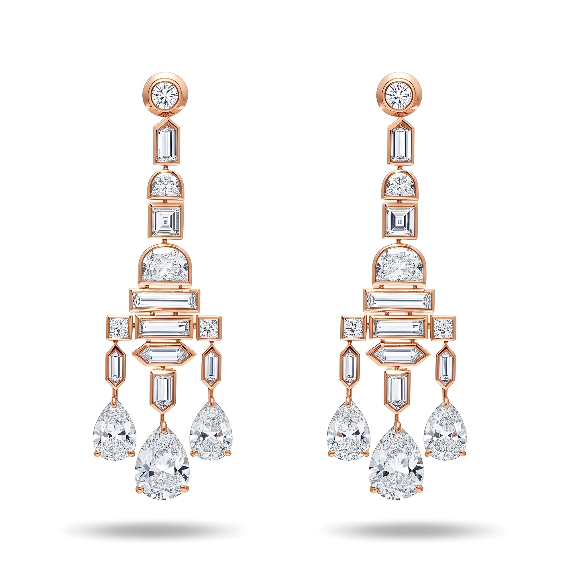18K White Gold Antique Design Diamond Drop Earrings 20.92ctw