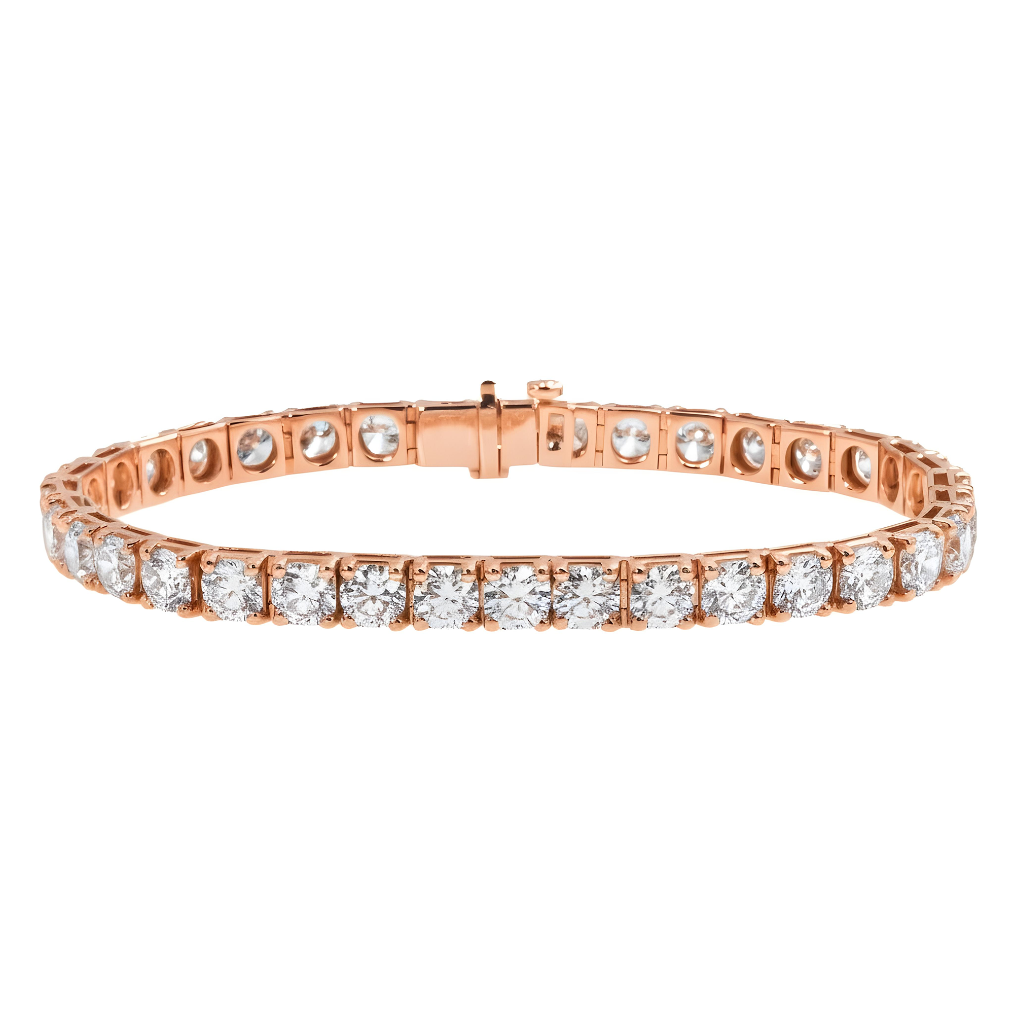 14K White Gold Round Diamond Tennnis Bracelet 14.98ct
