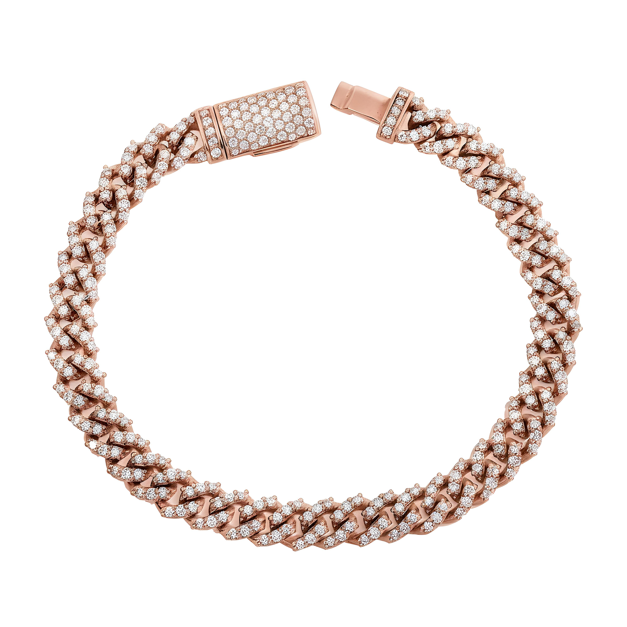 14K Yellow Gold 8mm Round Diamond Cuban Link Bracelet 5.58ct