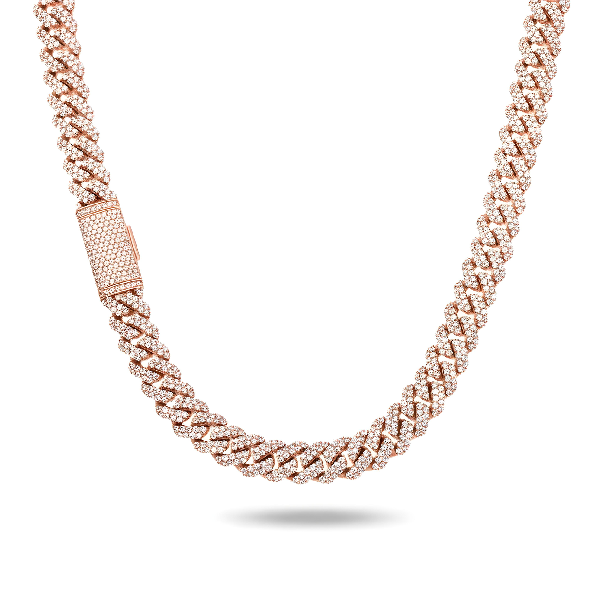 14K Yellow Gold Round Diamond Cuban Link Chain 22.0ct