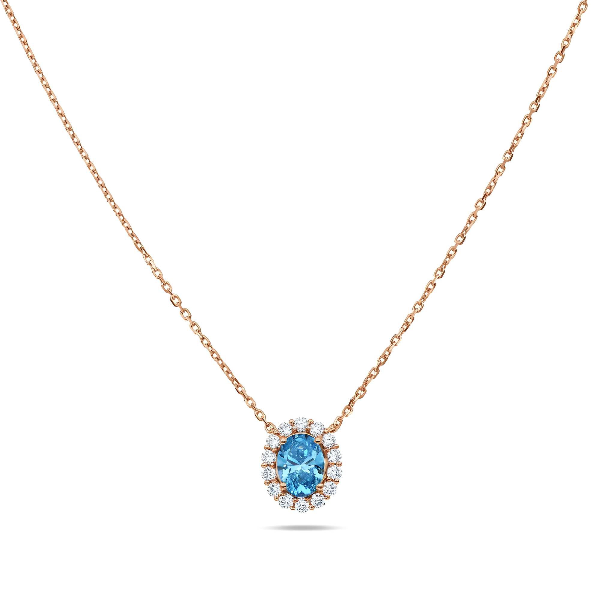 18K White Gold Oval Cut Fancy Vivid Blue Diamond Mini Pendant Necklace 1.38ctw