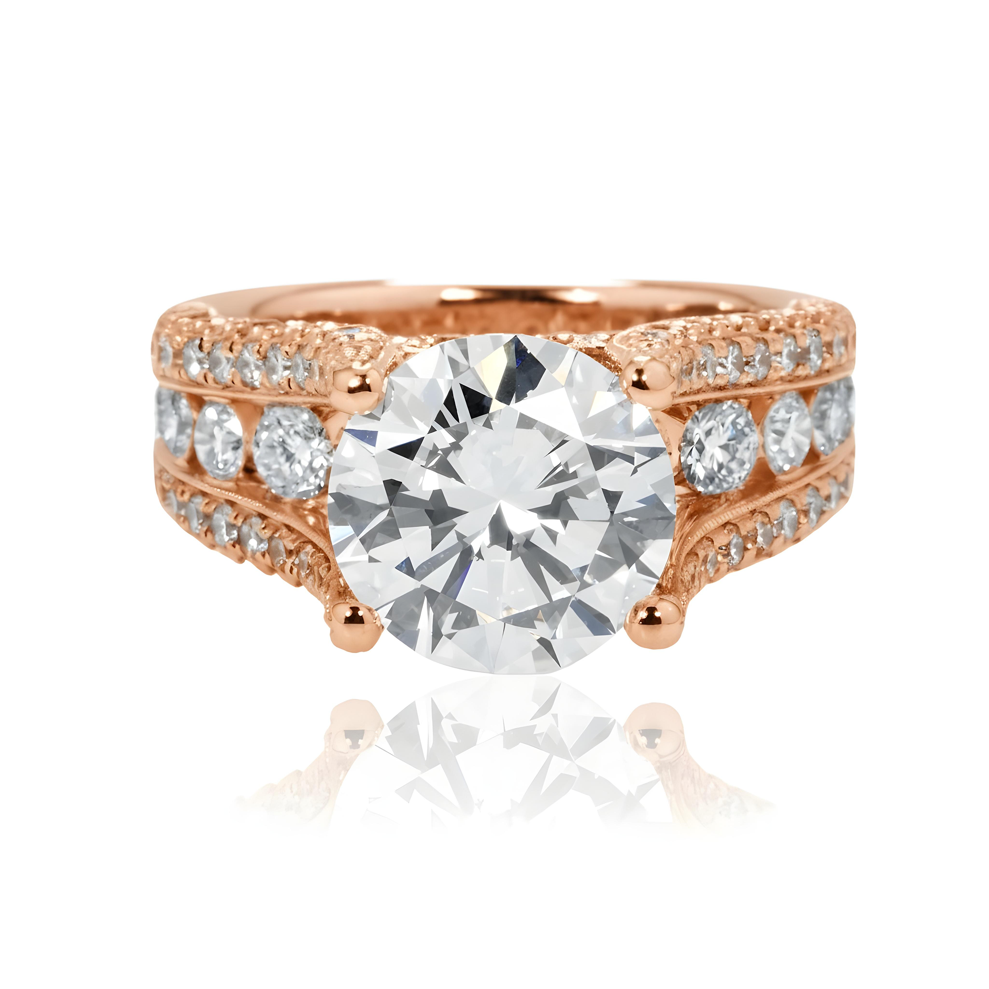 GIA 18K White Gold 3.51ct Round Diamond Engagement Ring 5.91ctw