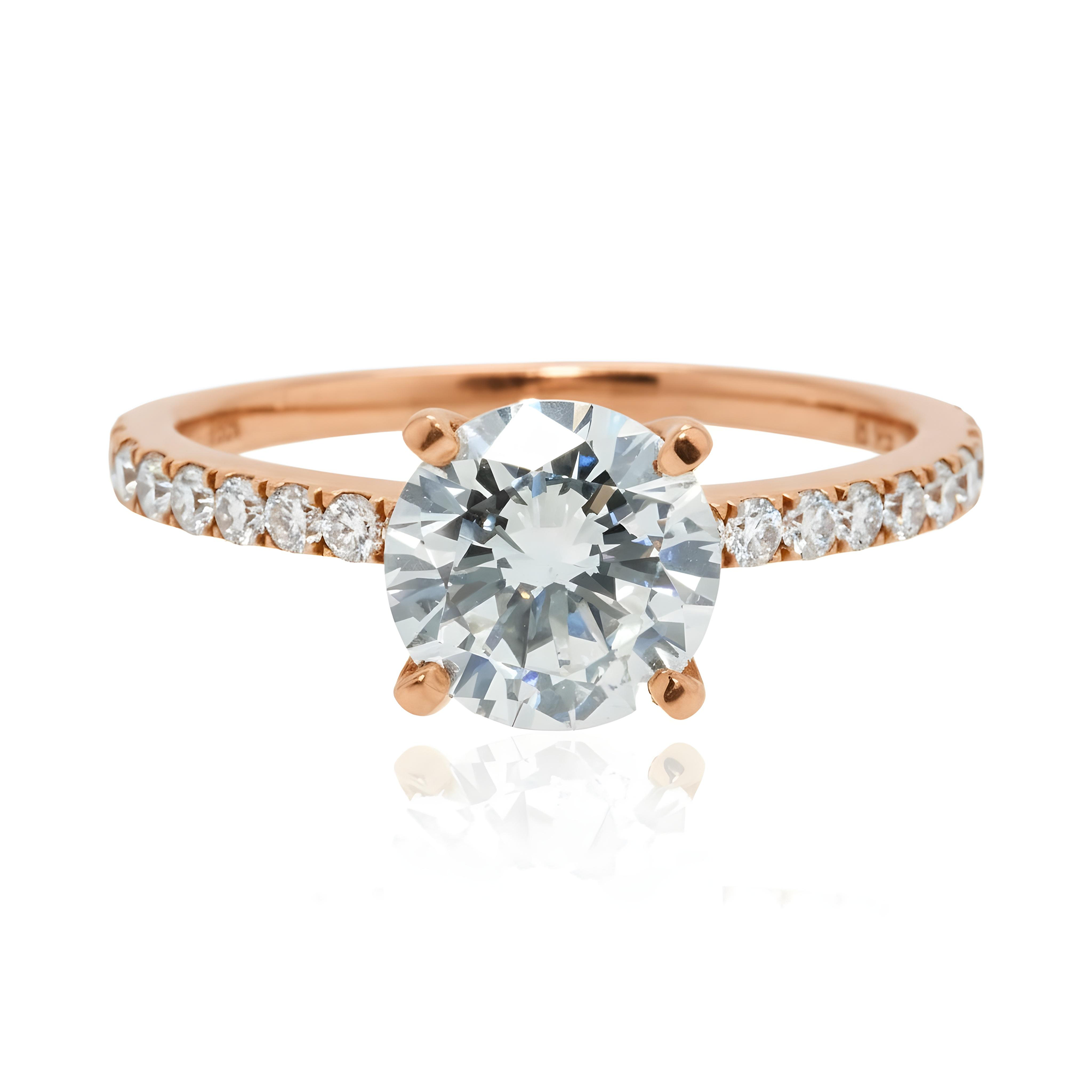 18K Yellow Gold 1.55ct Round Diamond Engagement Ring 1.87ctw