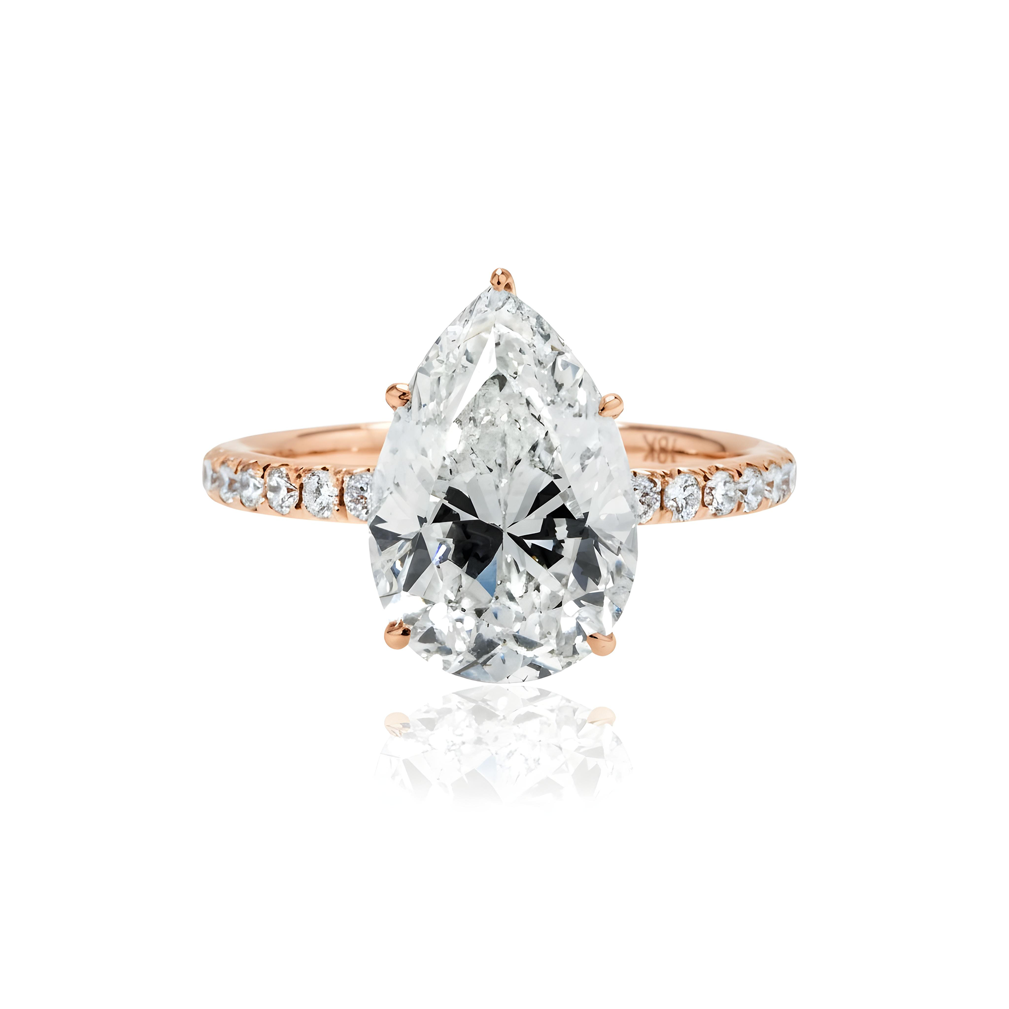GIA 18K White Gold 4.12ct Pear Cut Diamond Engagement Ring 4.67ct