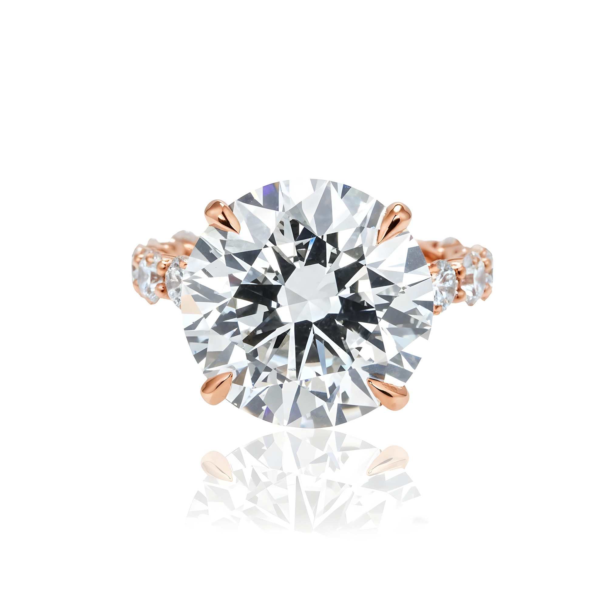 18K White Gold 12.20ct Round Diamond Engagement Ring 15.35ctw