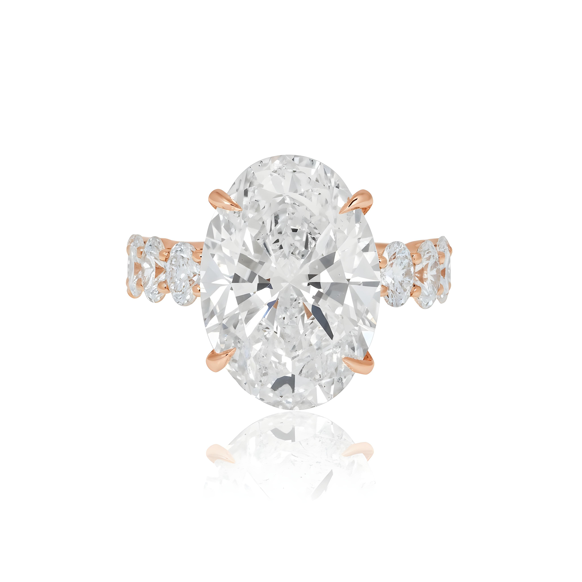 18K White Gold 10ct Oval Cut Diamond Engagement Ring 12.70ctw