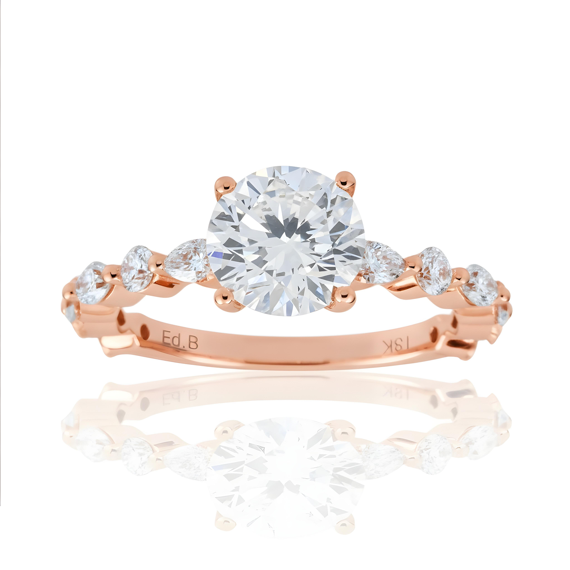 18K White Gold 1.54ct Round Diamond Engagement Ring 2.36ctw