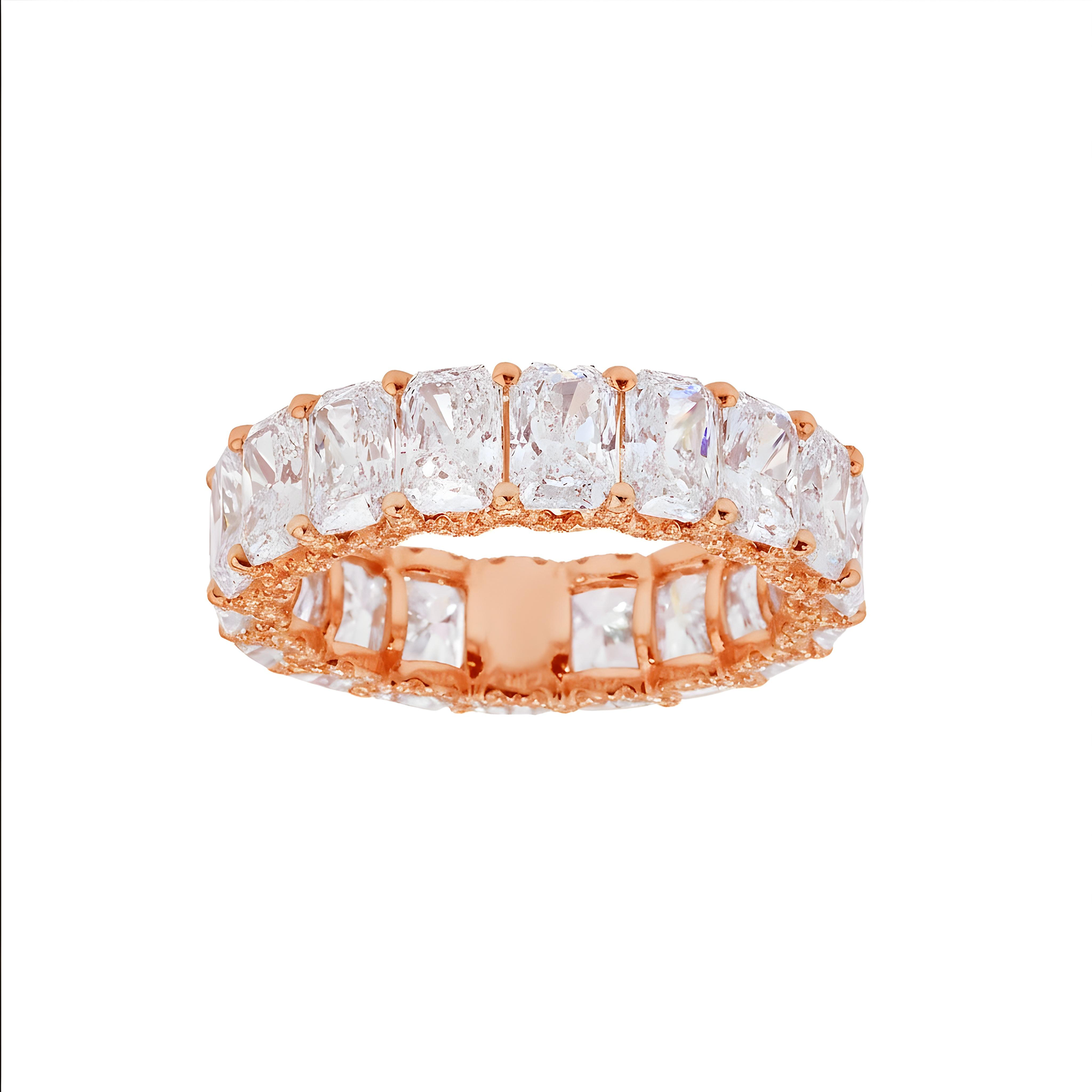 18K White Gold Radiant Cut Diamond Eternity Ring w/ Encrusted Setting 8.65ct (size 6)