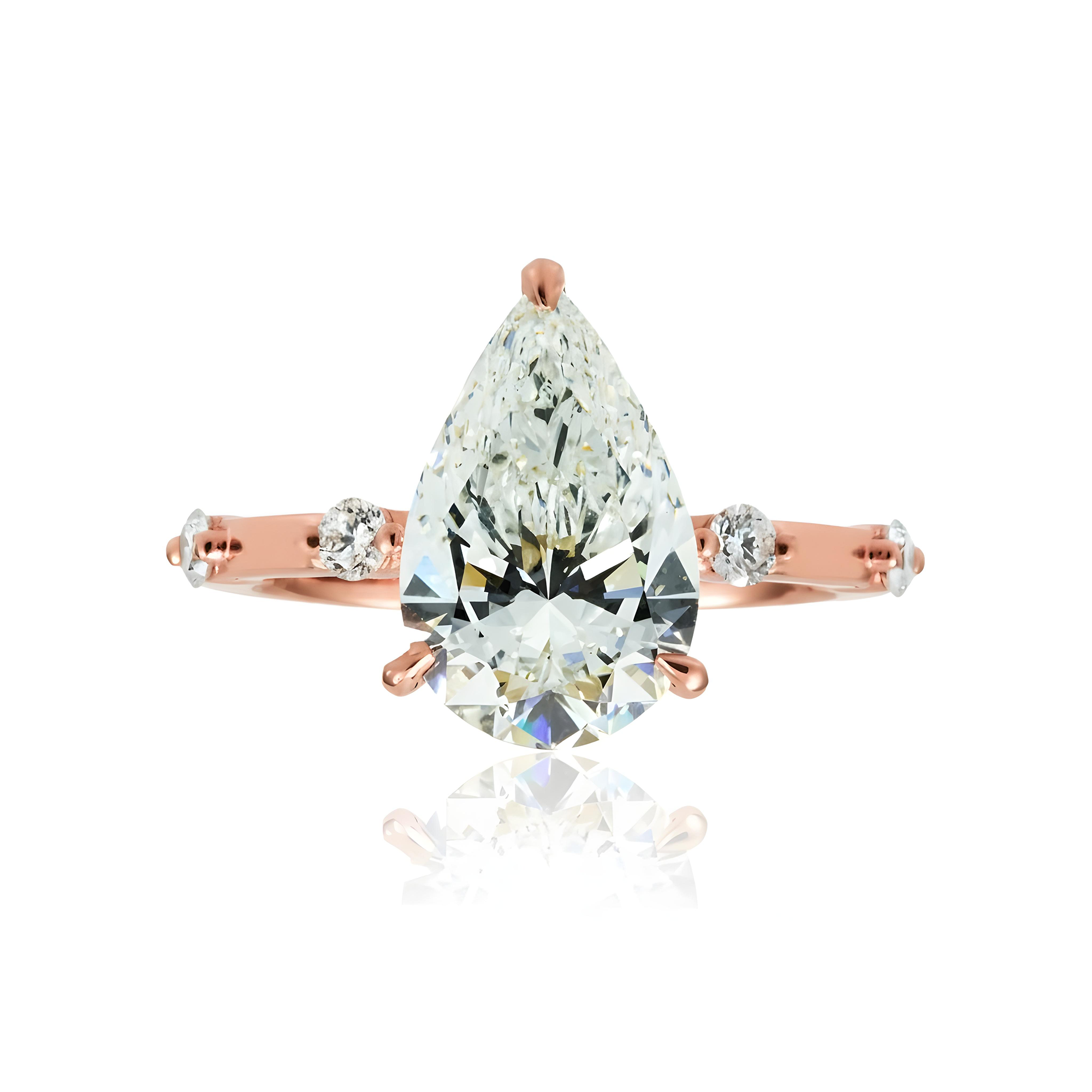 18K Yellow Gold 3.08ct Pear Diamond Engagement Ring 3.32ct