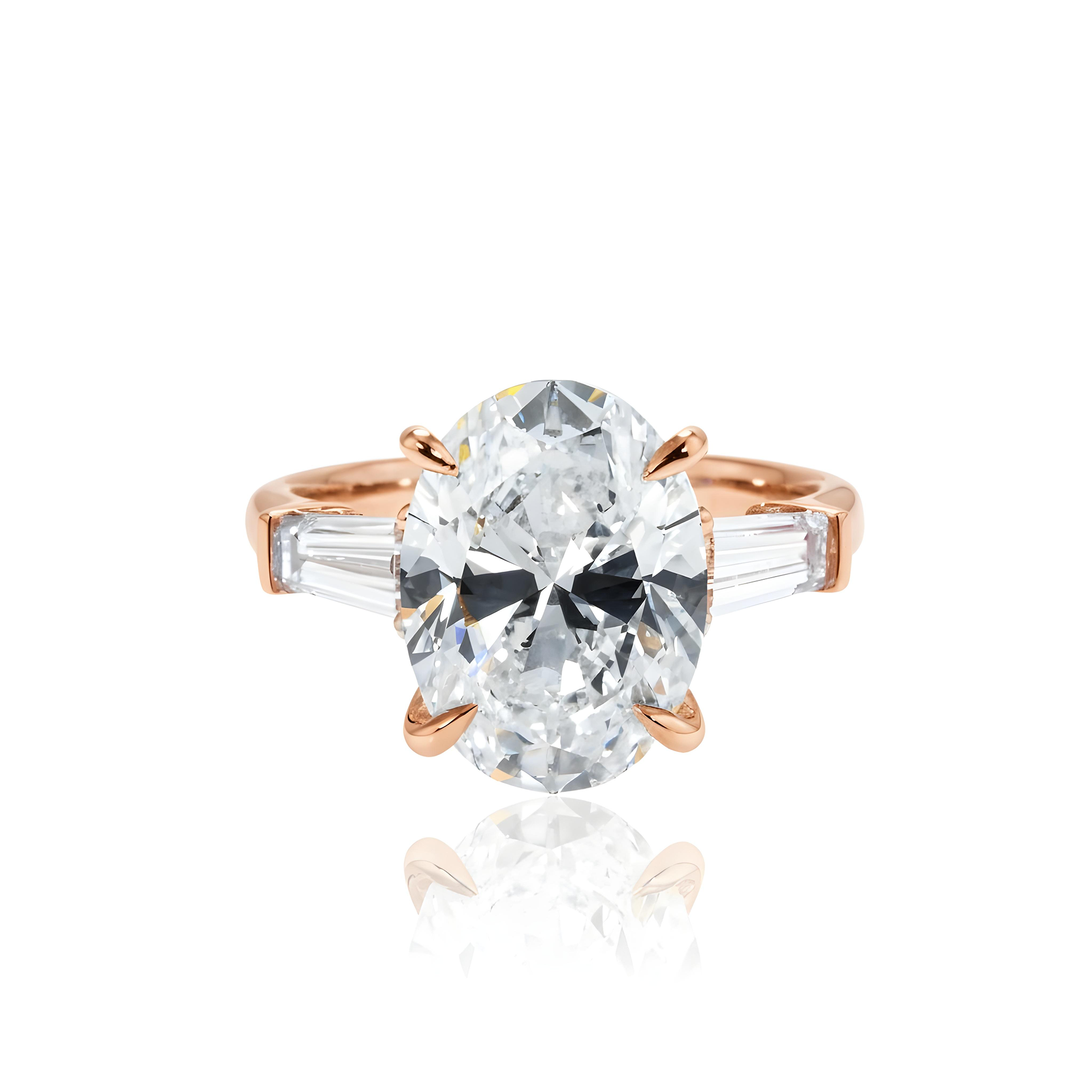 GIA 18K White Gold 5.0ct Oval Cut Tripple Diamond Engagement Ring 6.0ctw