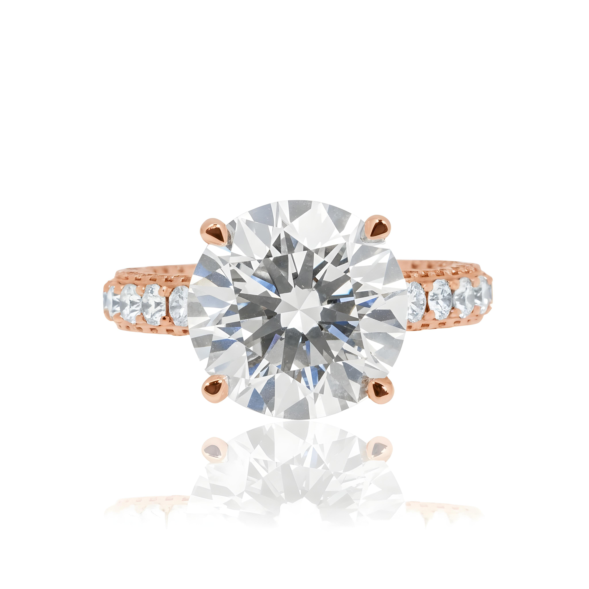 18K White Gold 6.42ct Round Cut Diamond Engagement Ring 8.29ctw