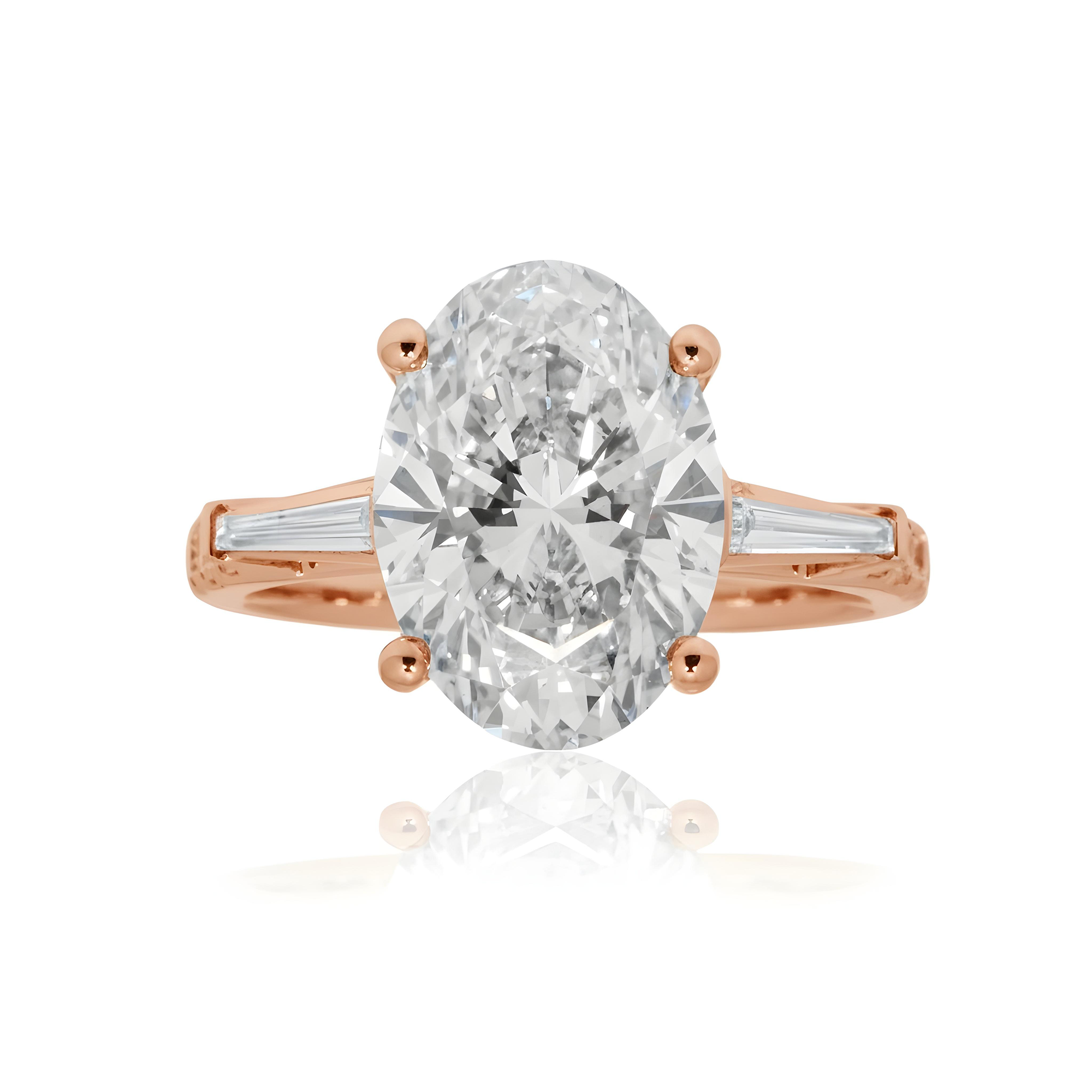 18K White Gold 4.35ct Oval Cut Diamond Engagement Ring 5.11ctw