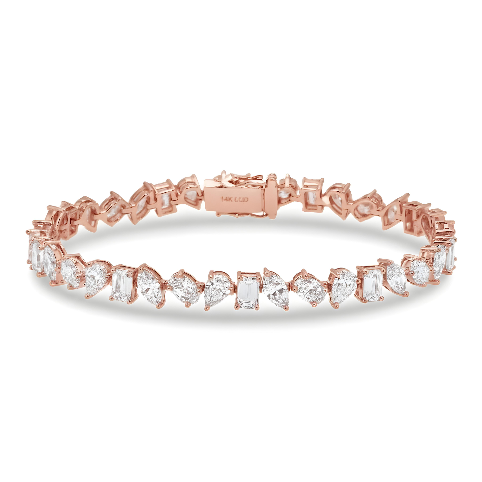 14K White Gold Multi Cut Diamond Bracelet 11.86ct