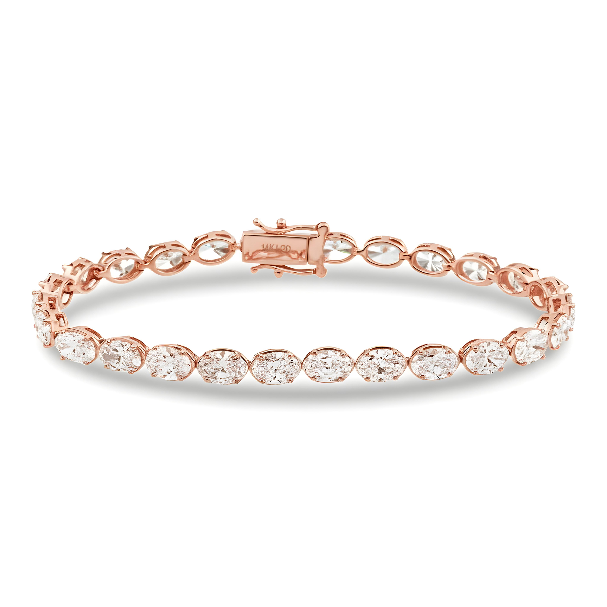 14K Yellow Gold Oval Cut Diamond Tennis Bracelet 10.74ct