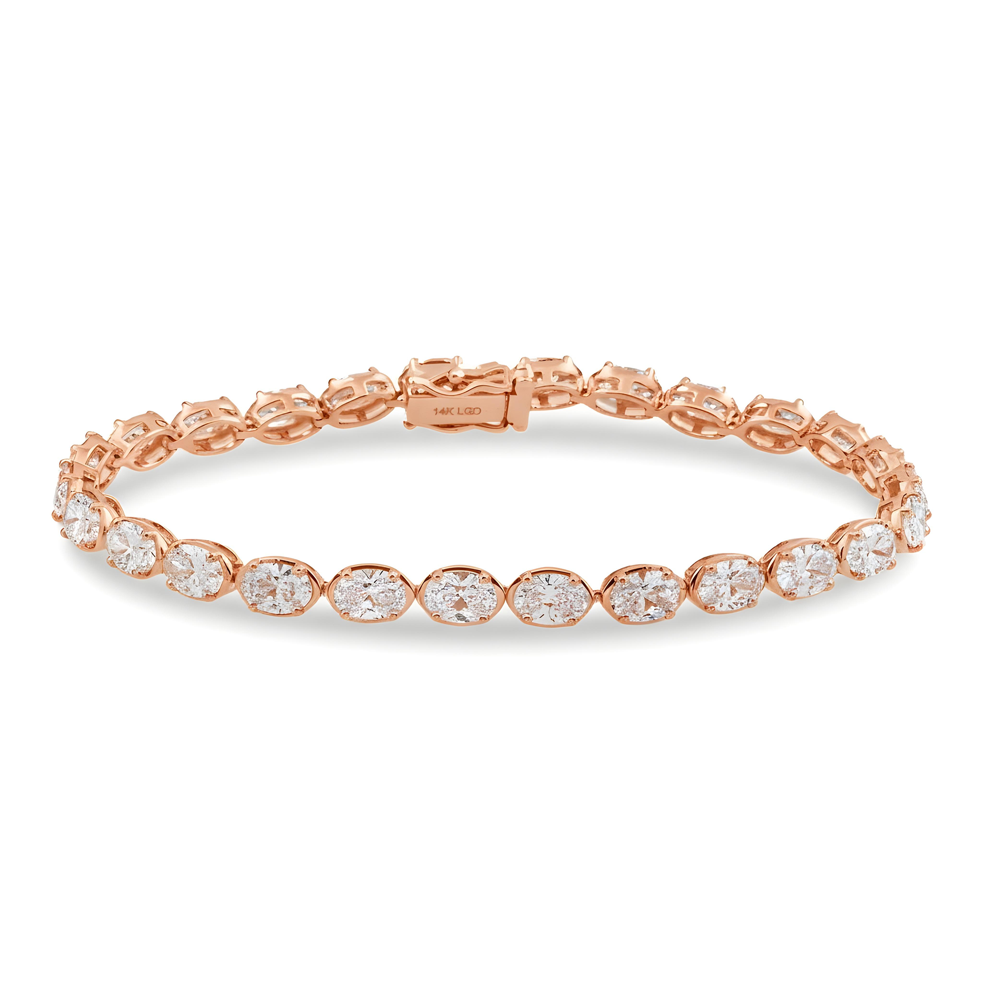 14K White Gold Oval Cut Diamond Tennis Bracelet 8.54ct