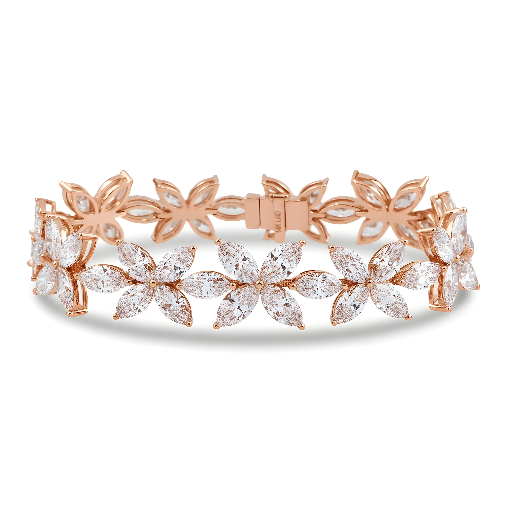14K White Gold Marquise Cut Diamond Bracelet 25.85ct