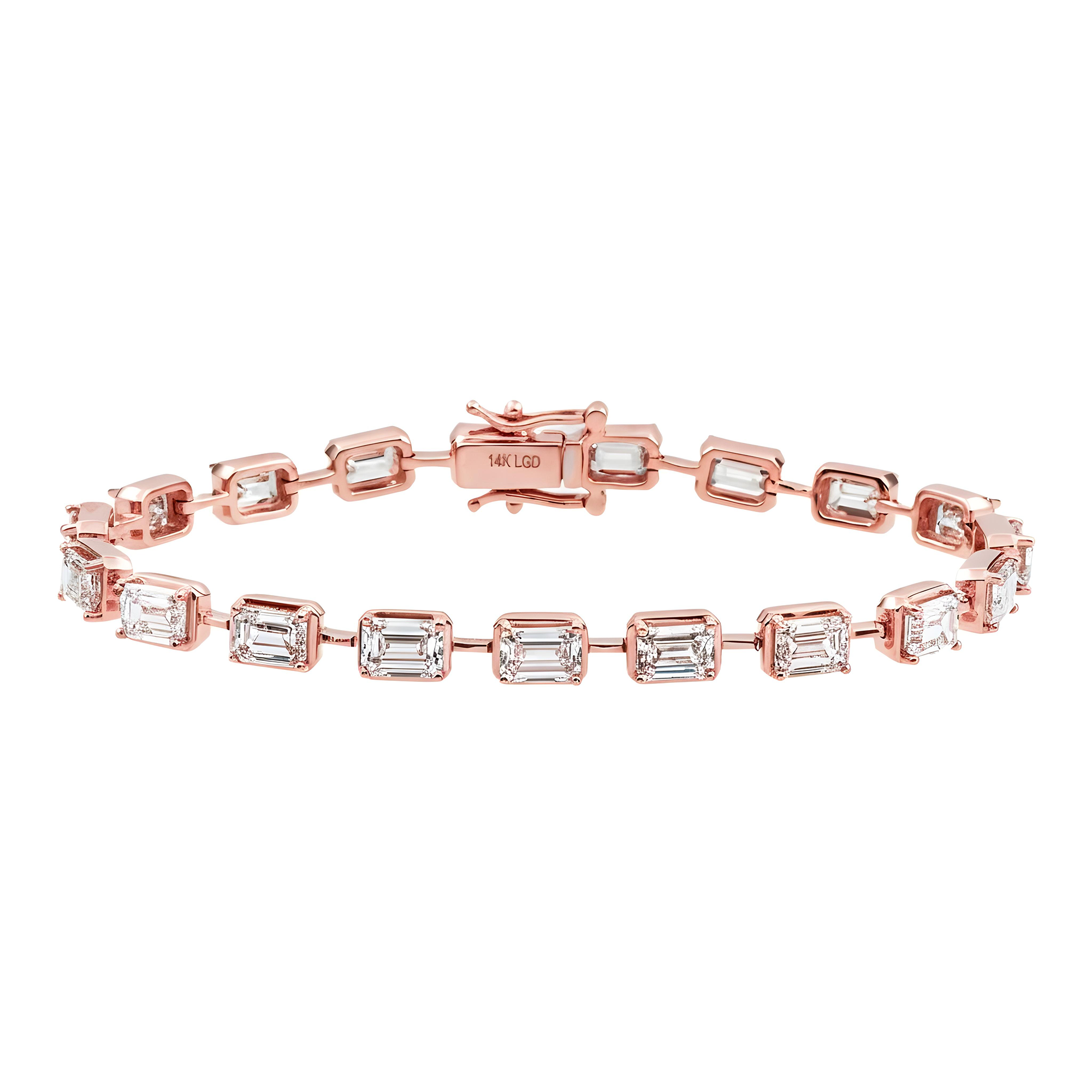 14K Yellow Gold Emerald Cut Diamond Satellite Bracelet 10.41ct