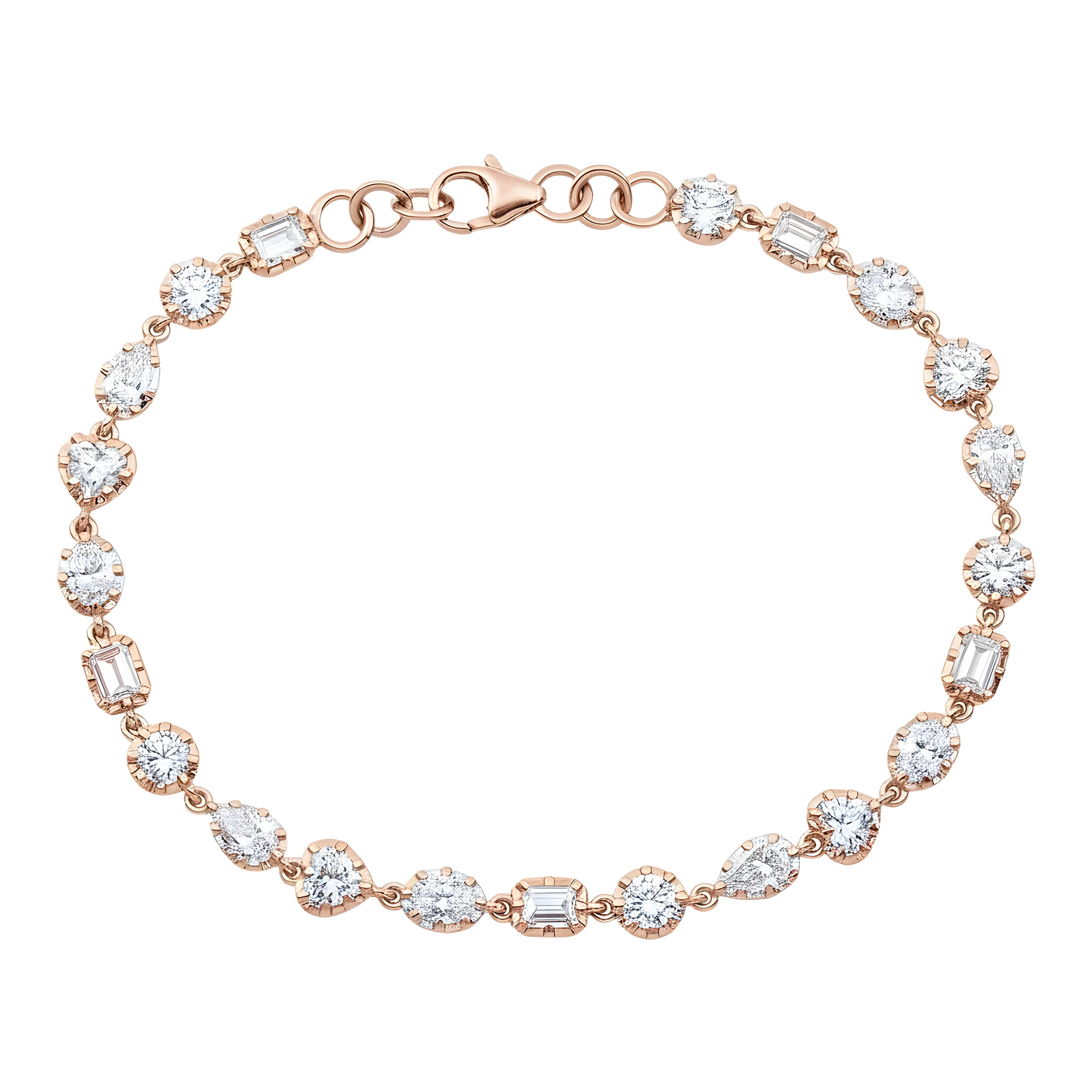 14K Two Tone Multi Cut Diamond Adjustable Satellite Bracelet 4.22ct