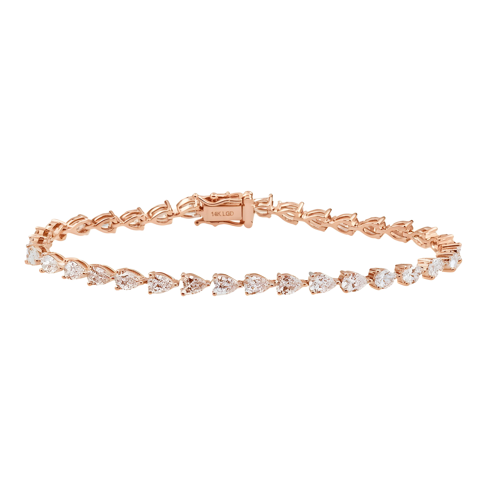 14K White Gold Pear Cut Diamond Tennis Bracelet 6.20ct