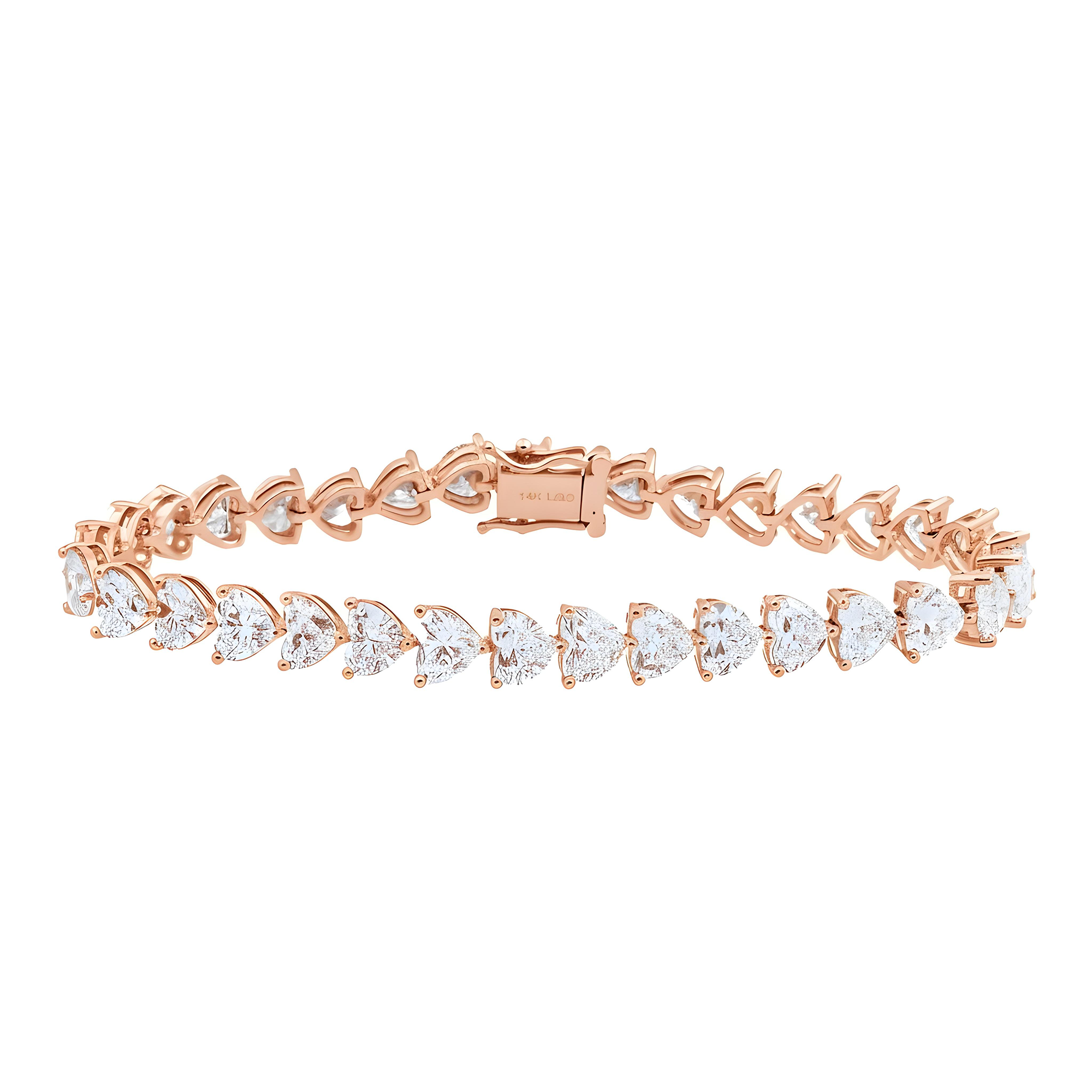 14K White Gold Heart Cut Diamond Tennis Bracelet 11.41ct