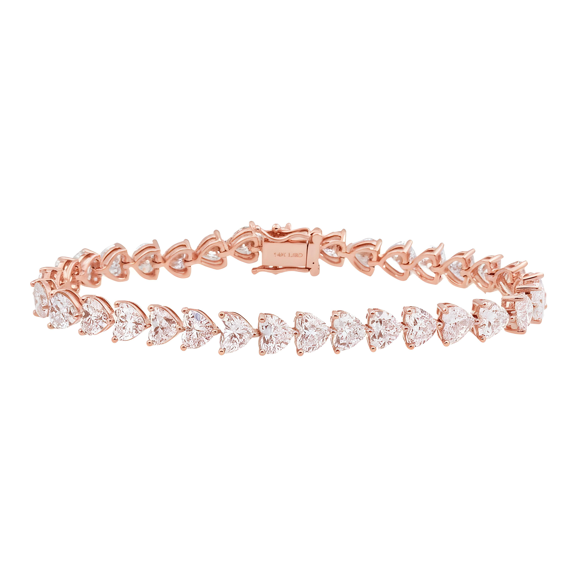 14K Yellow Gold Heart Cut Diamond Tennis Bracelet 17.13ct