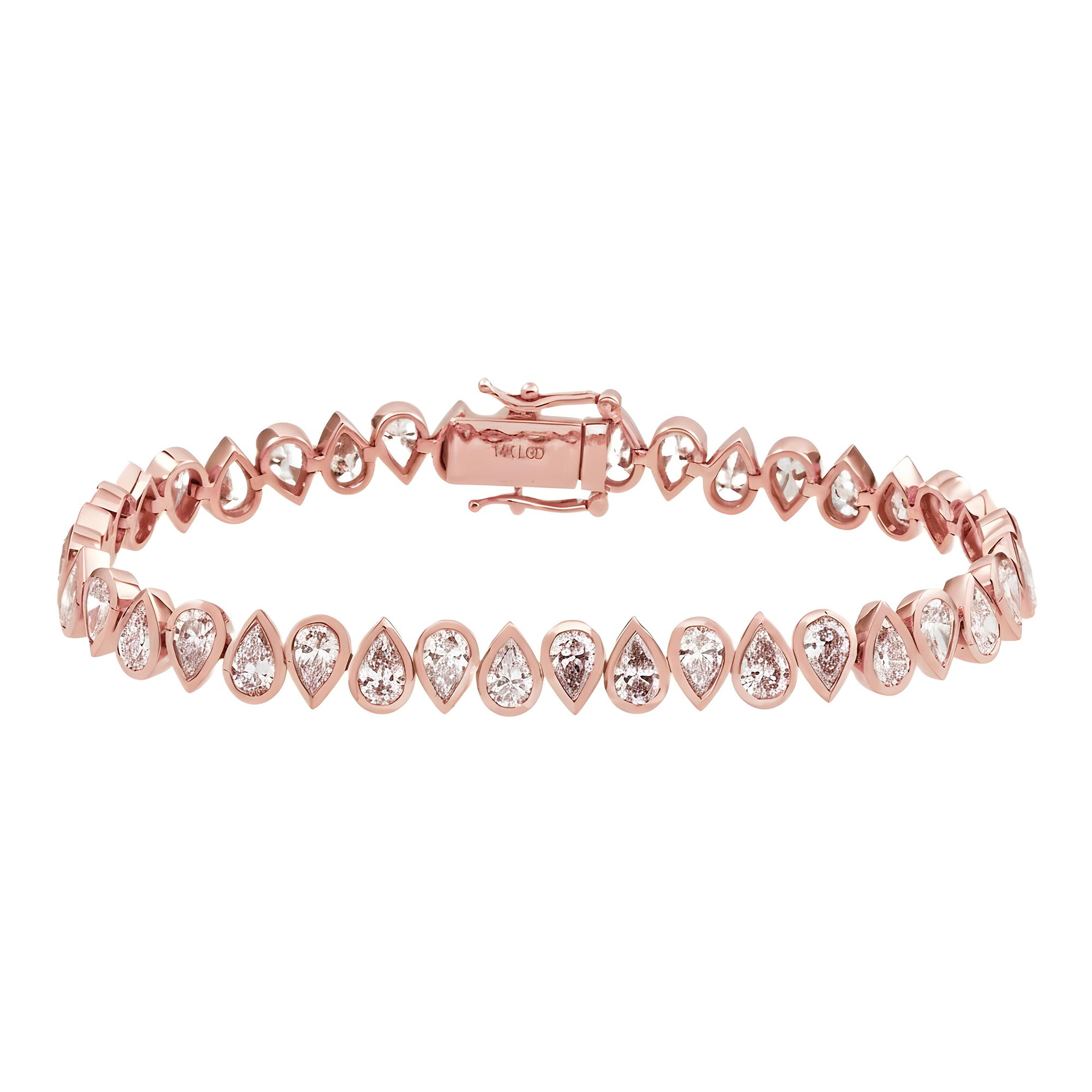 14K Yellow Gold Pear Cut Diamond Tennis Bracelet 9.29ct