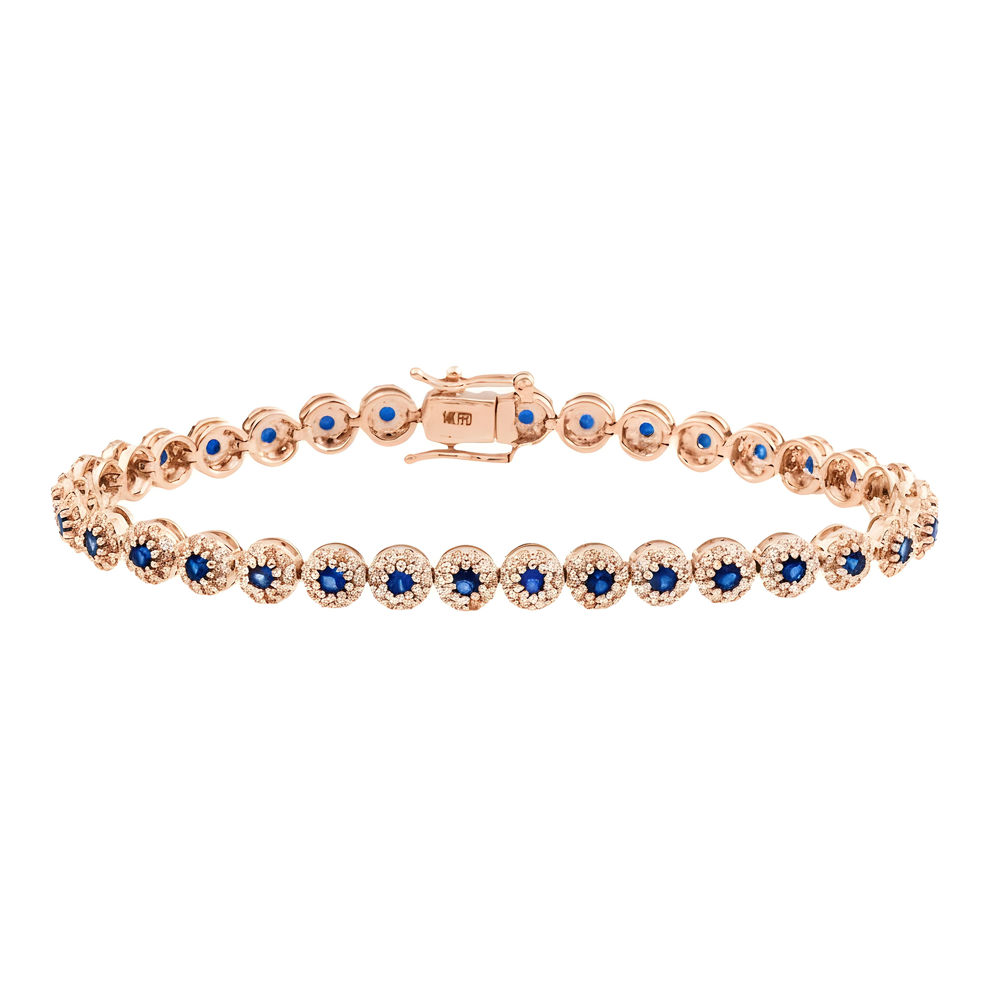 14K White Gold Round Sapphire & Diamond Bracelet 4.62ctw