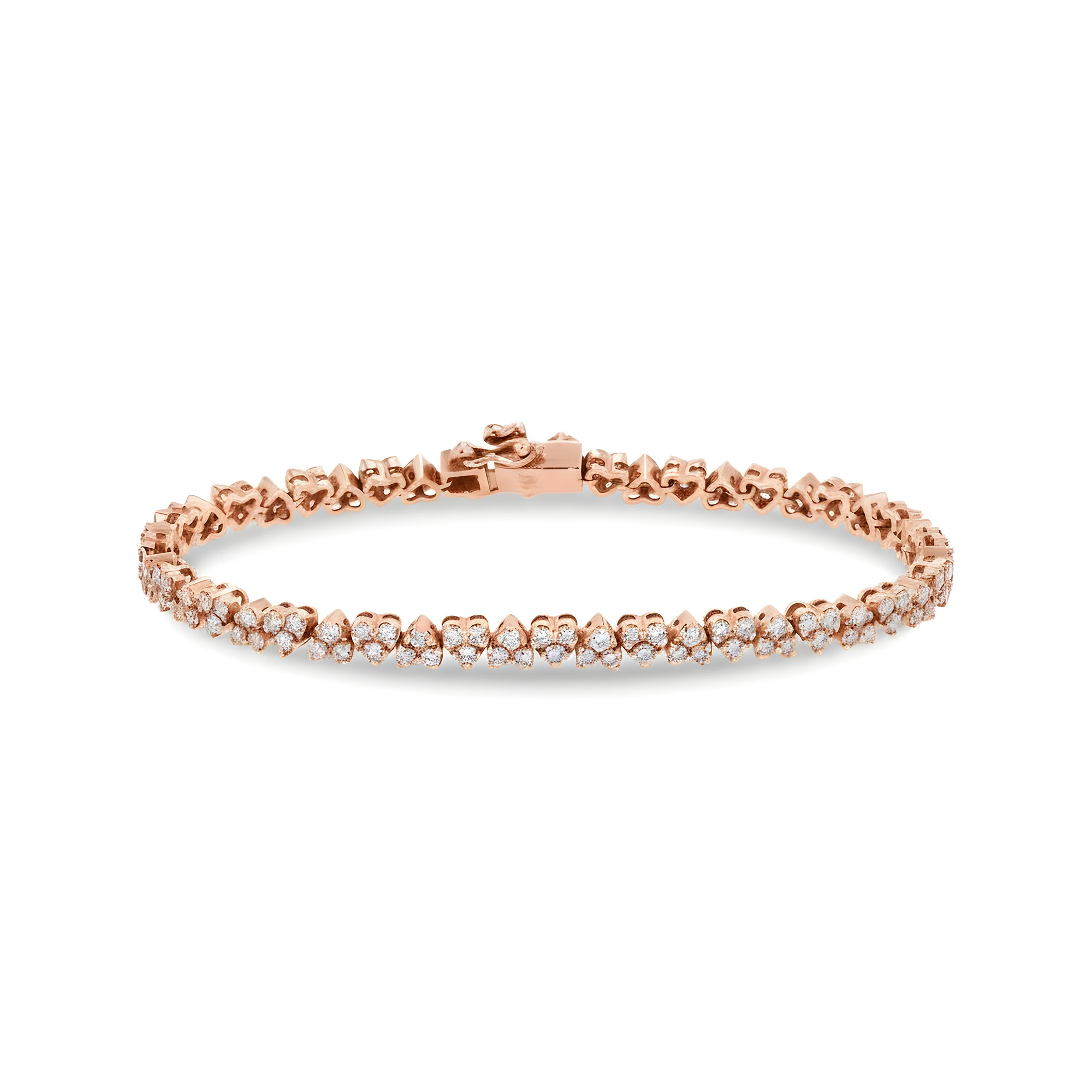 14K Yellow Gold Round Diamond Heart Shaped Bracelet 4.37ct