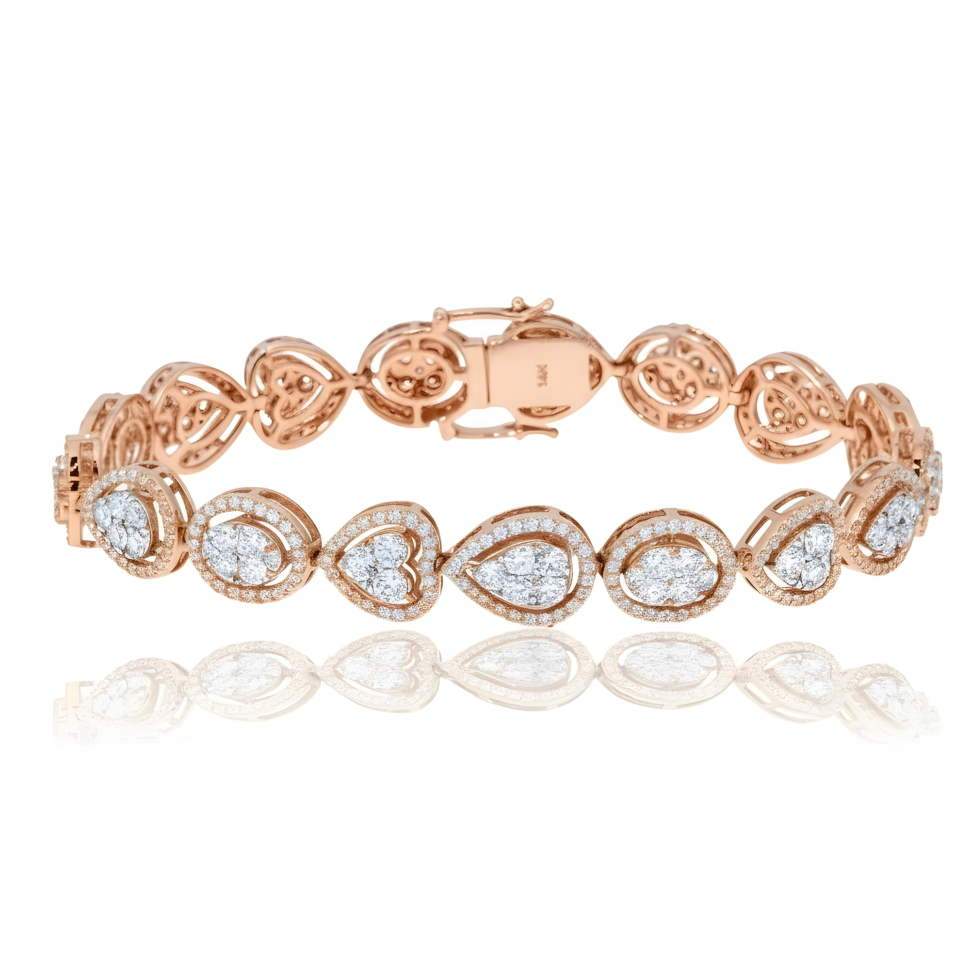 14K White Gold Combination Cut Diamond Bracelet 7.02ct